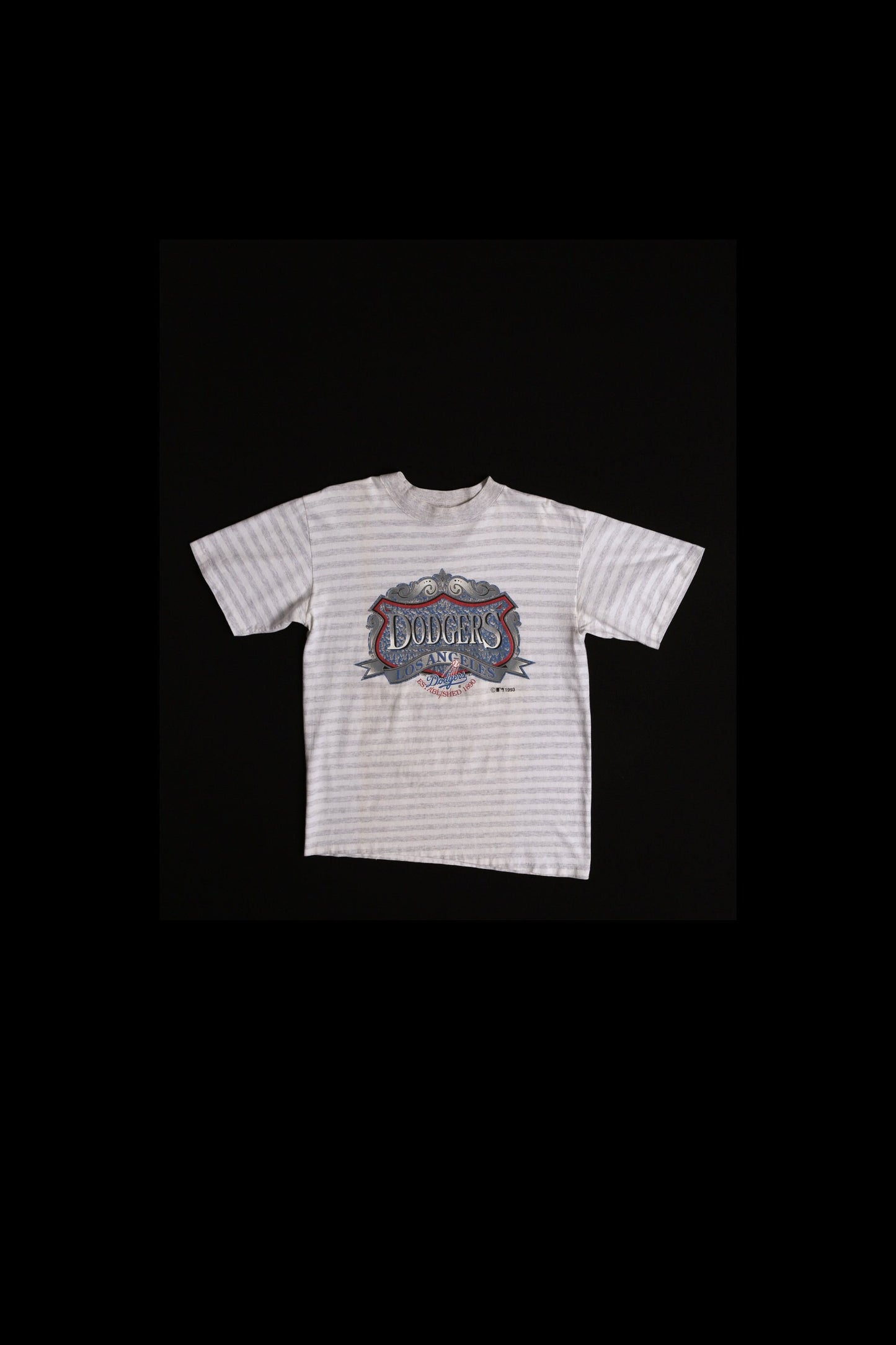 Vintage Dodgers Los Angeles Gray Striped Graphic T-shirt