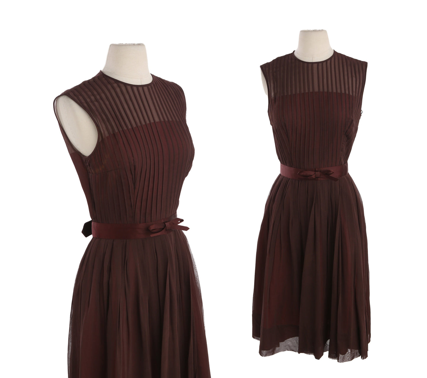 Vintage 1950s Brown Evening Sleeveless Dress