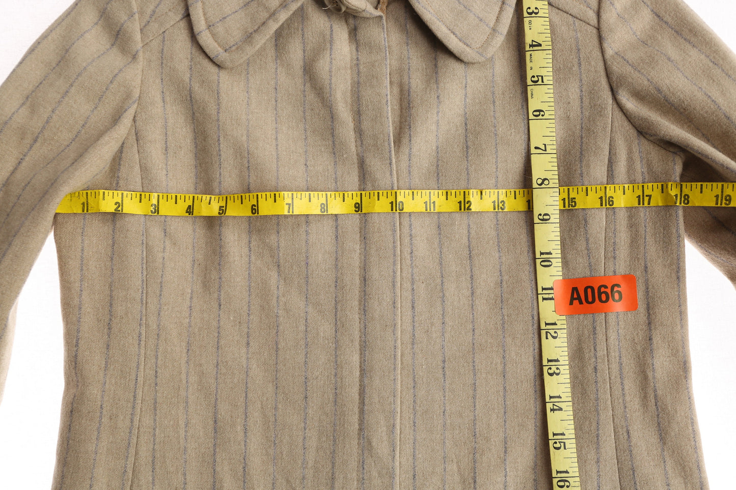 Vintage Women Beige Winter Coat Striped Pattern / Joan Leslie by Kasper