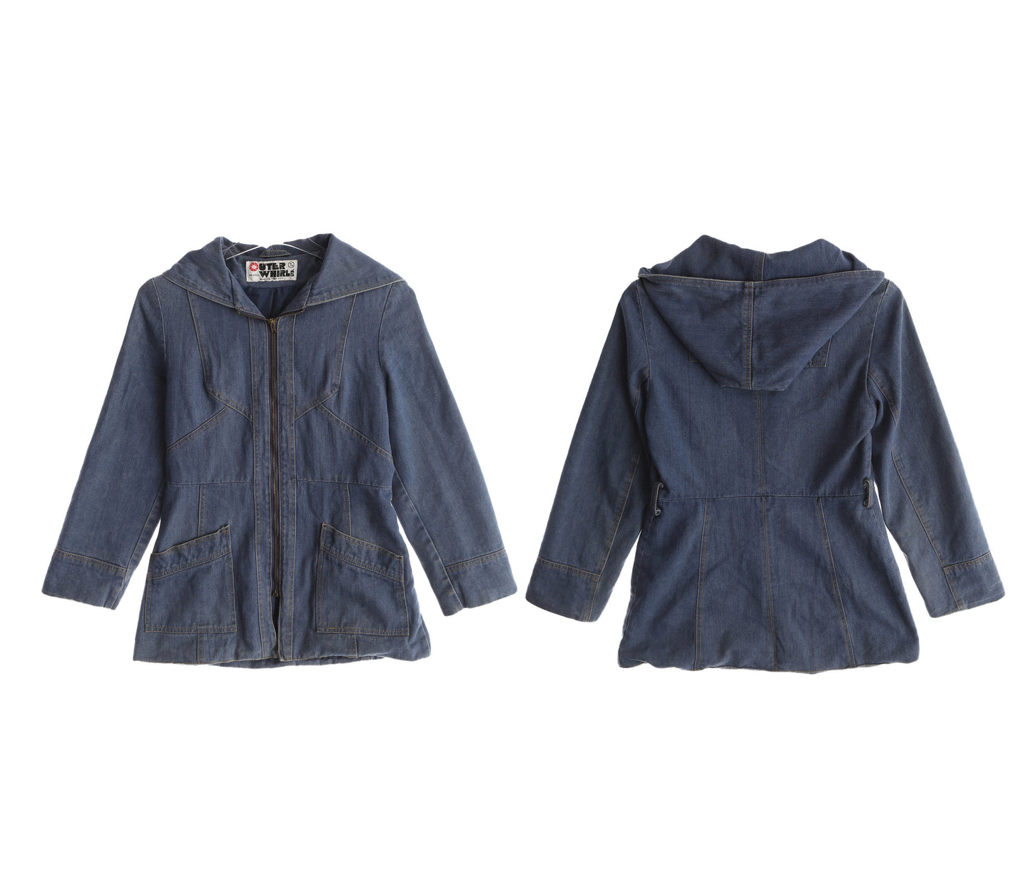 1970s Women Blue Hooded Denim Jacket