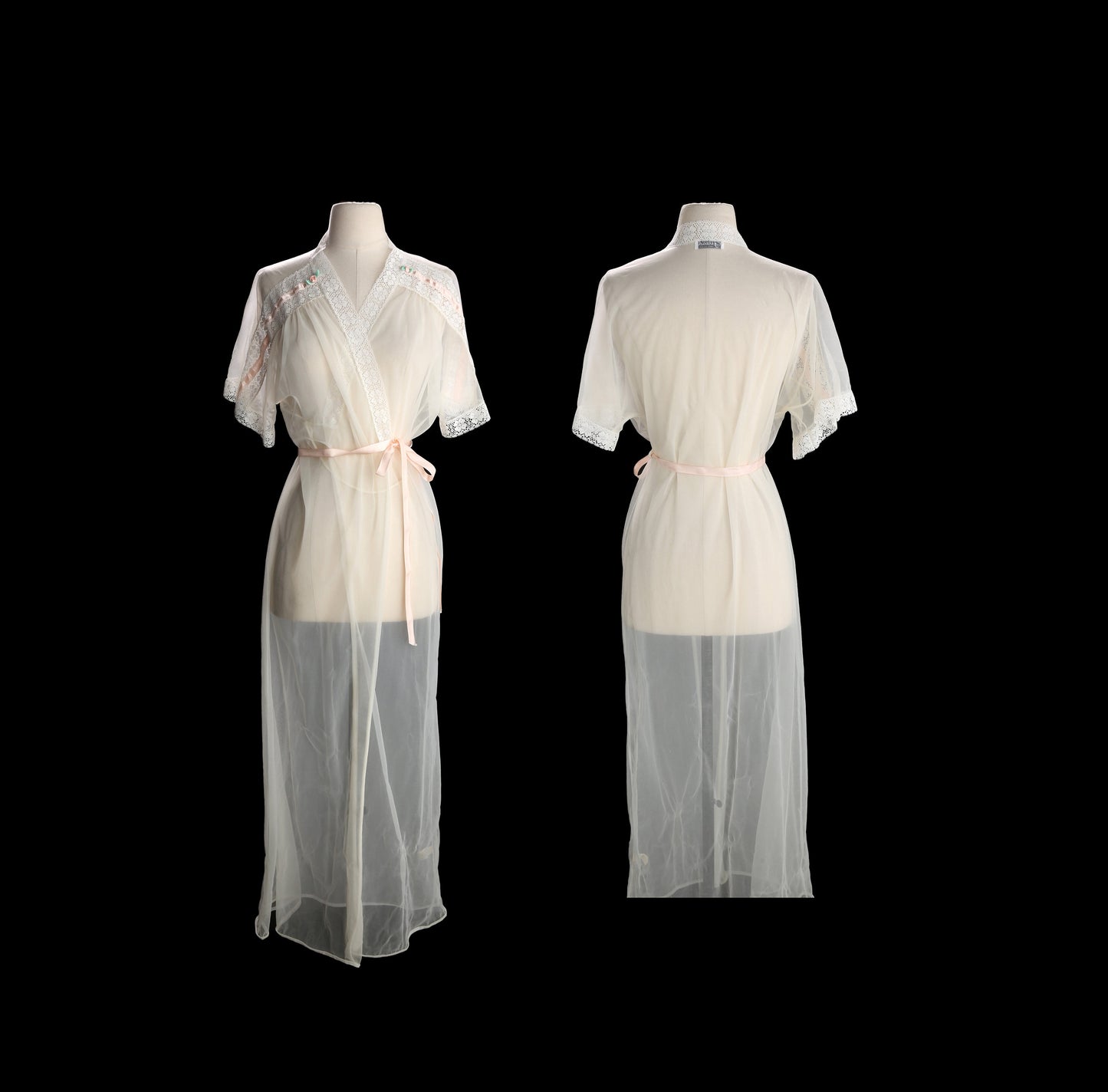Vintage White Nightgown Polyester Robe