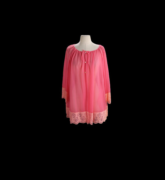 Vintage Women Pink Nightgown Blouse