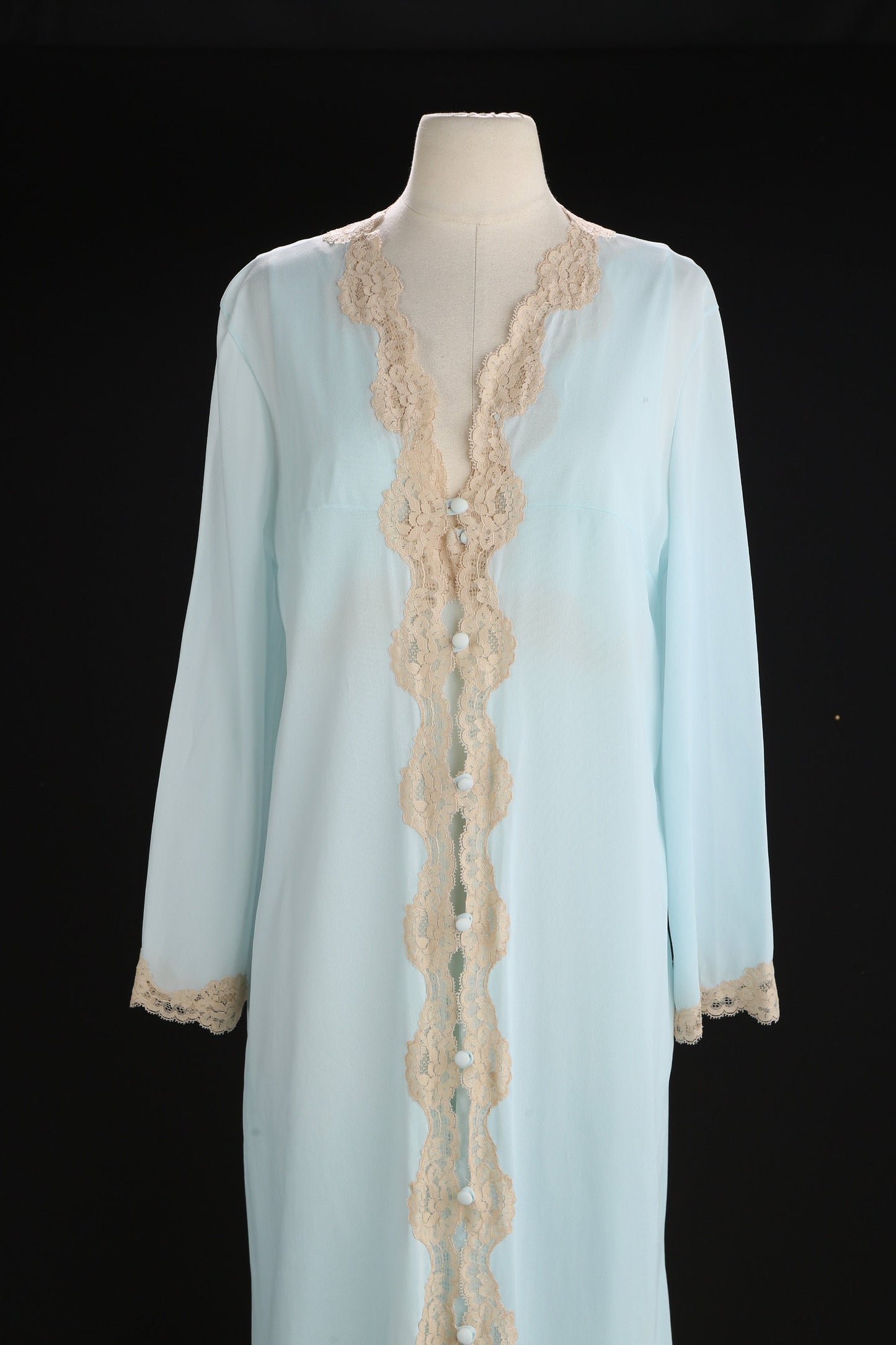 Vintage Nightgown Sleeping Blue Set / Dress and Robe