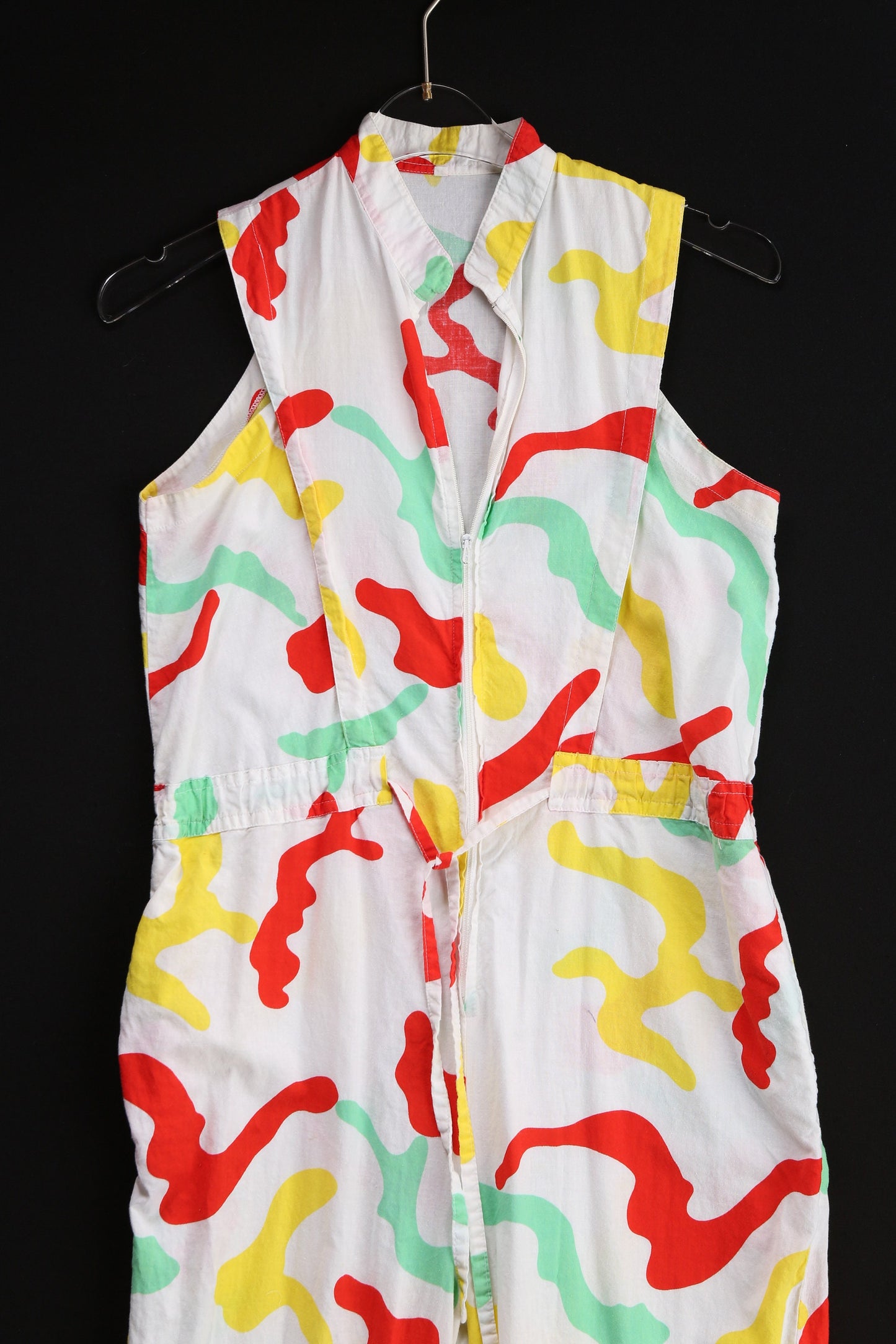 1980s-90s Women White Colored Camo Jumpsuit