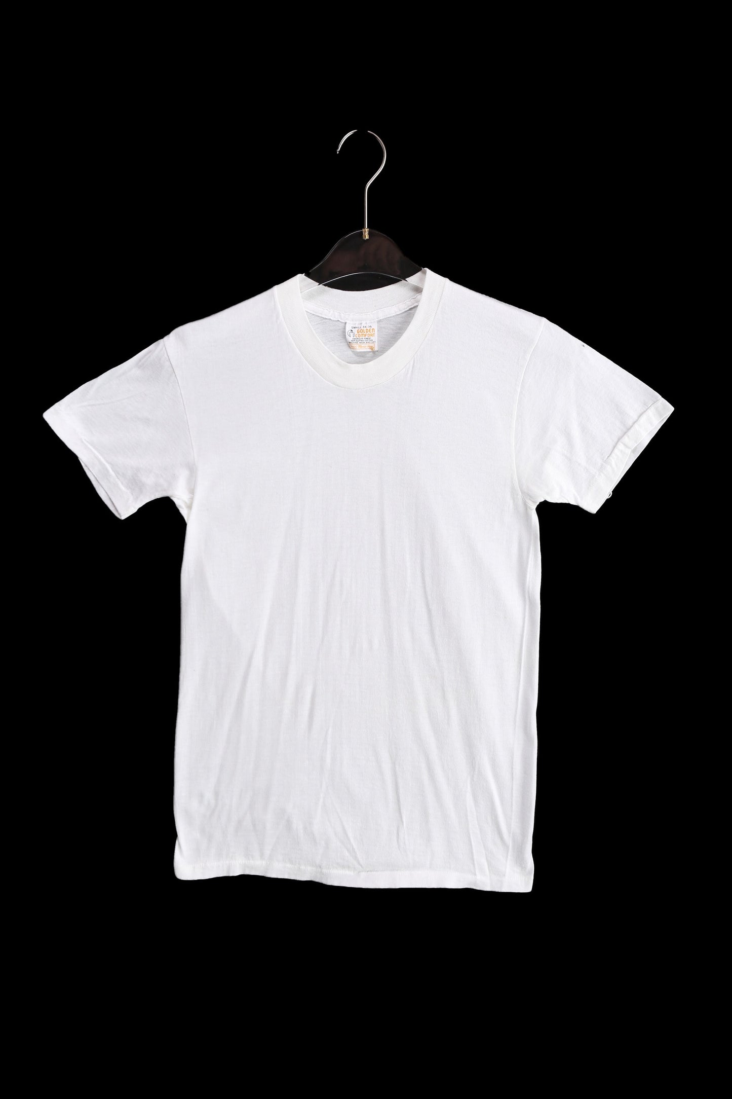 Vintage White Solid T-shirt by Golden Comfort / Made in USA