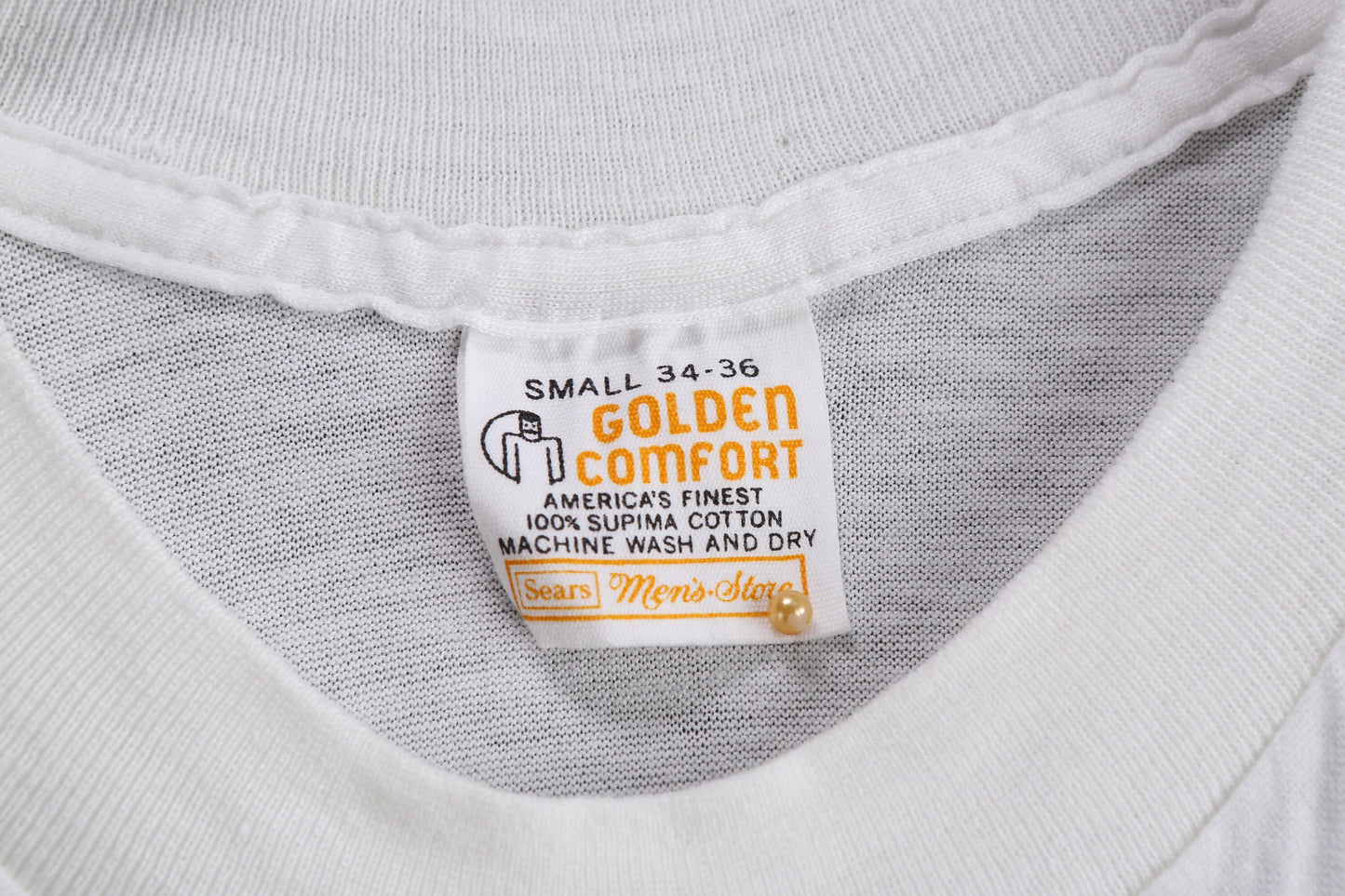 Vintage White Solid T-shirt by Golden Comfort / Made in USA