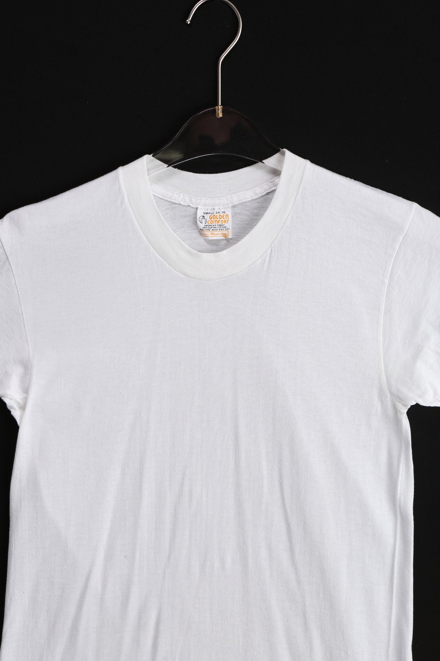 Vintage White Solid T-shirt by Golden Comfort / Made in USA