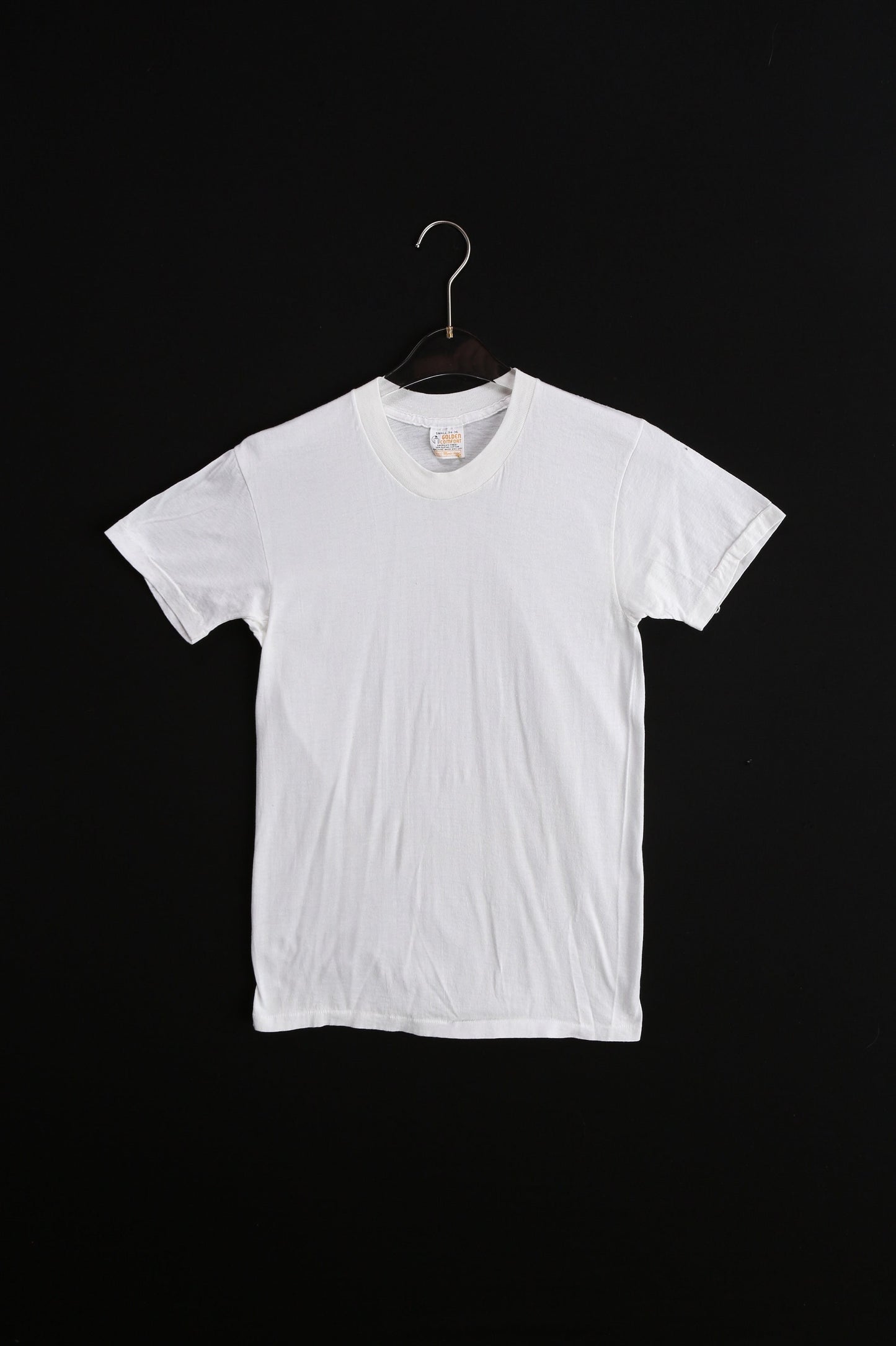 Vintage White Solid T-shirt by Golden Comfort / Made in USA