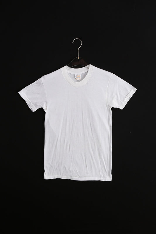 Vintage White Solid T-shirt by Golden Comfort / Made in USA