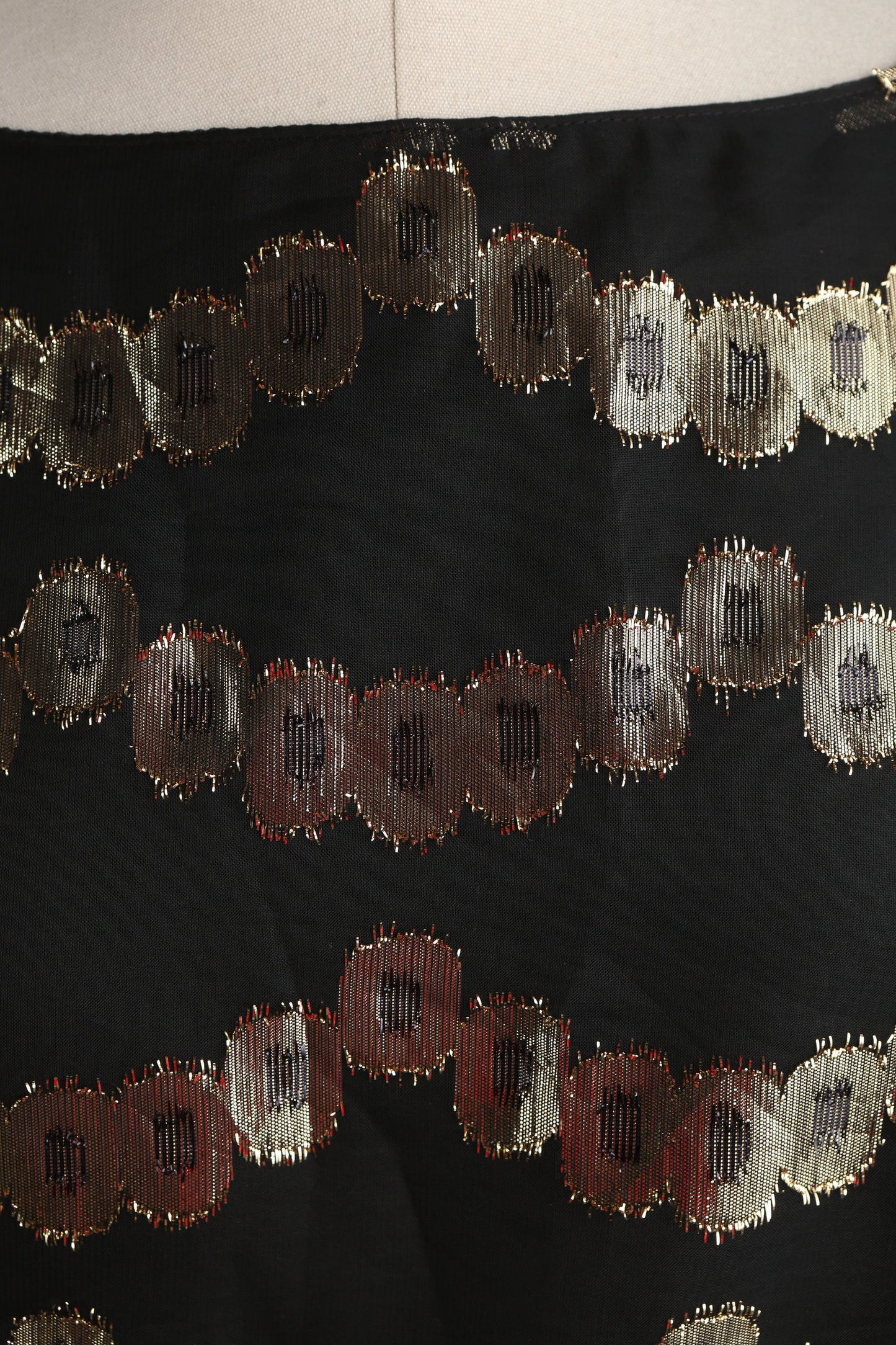 Vintage Women Black Golden Metallic Blouse