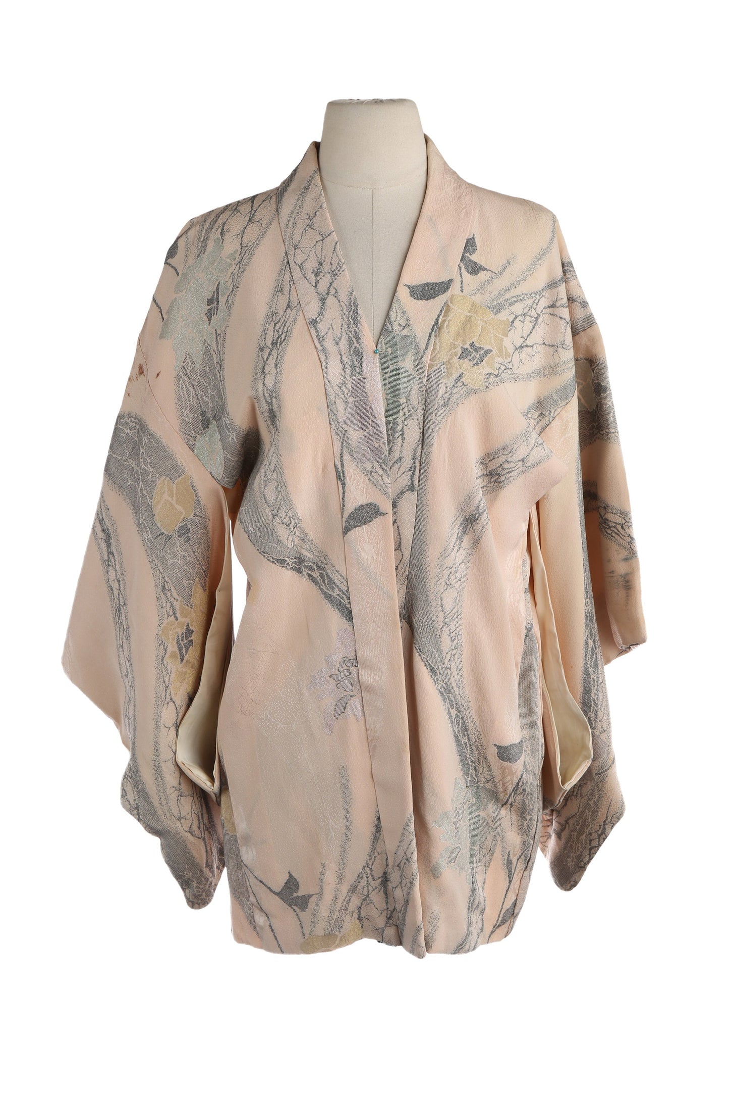 Pink Kimono Jacket with Floral Print Details