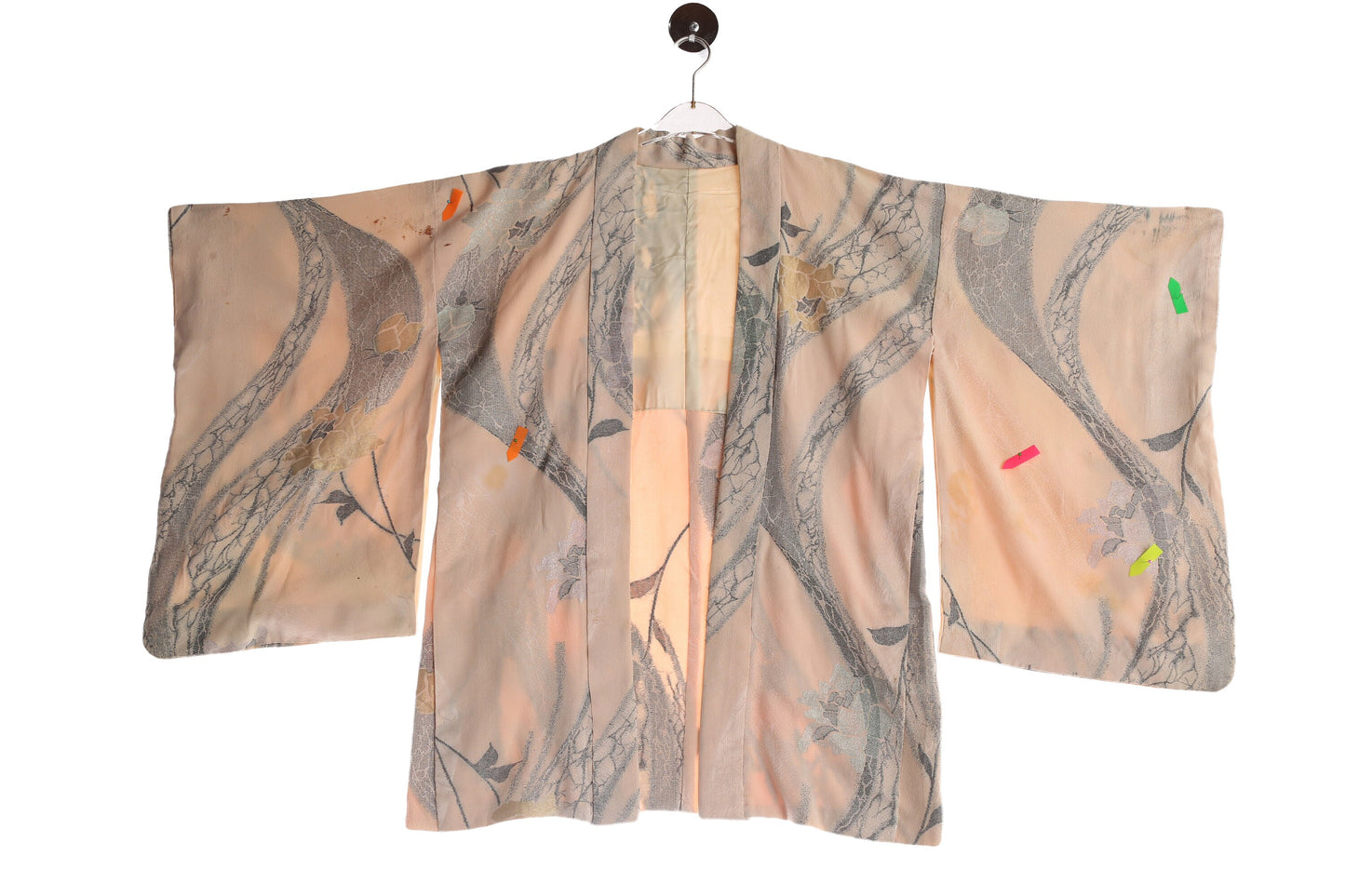 Pink Kimono Jacket with Floral Print Details