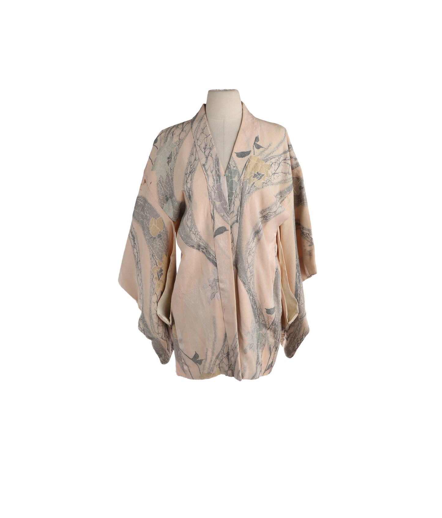 Pink Kimono Jacket with Floral Print Details