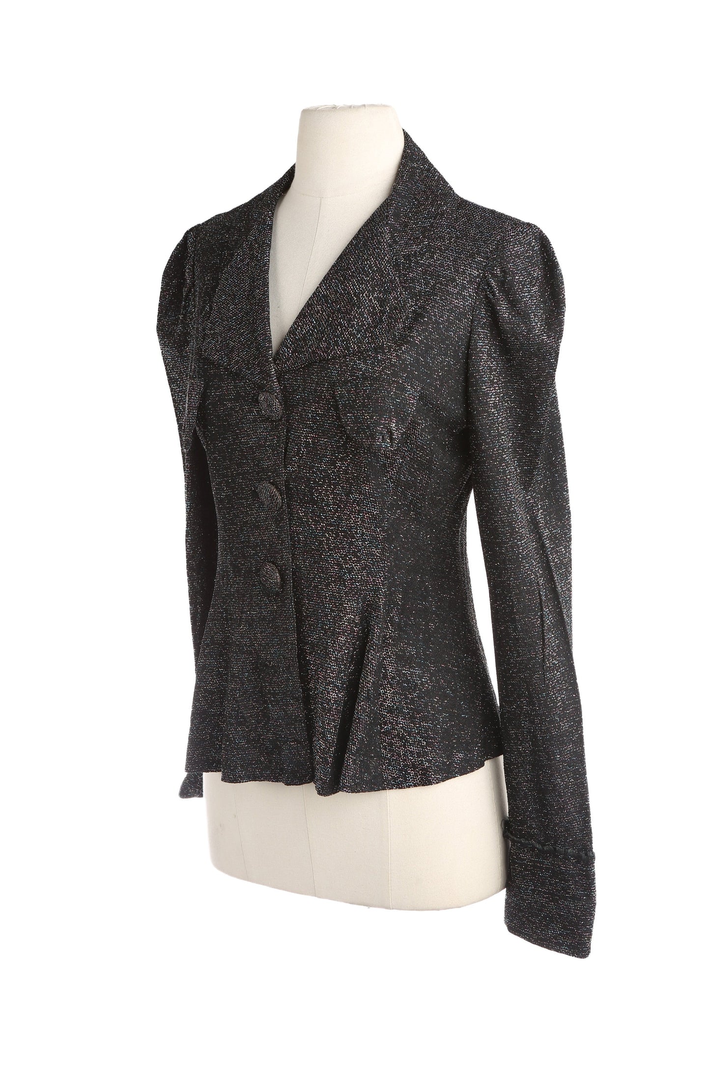 Vintage Men Black Metallic Polyester Blouse