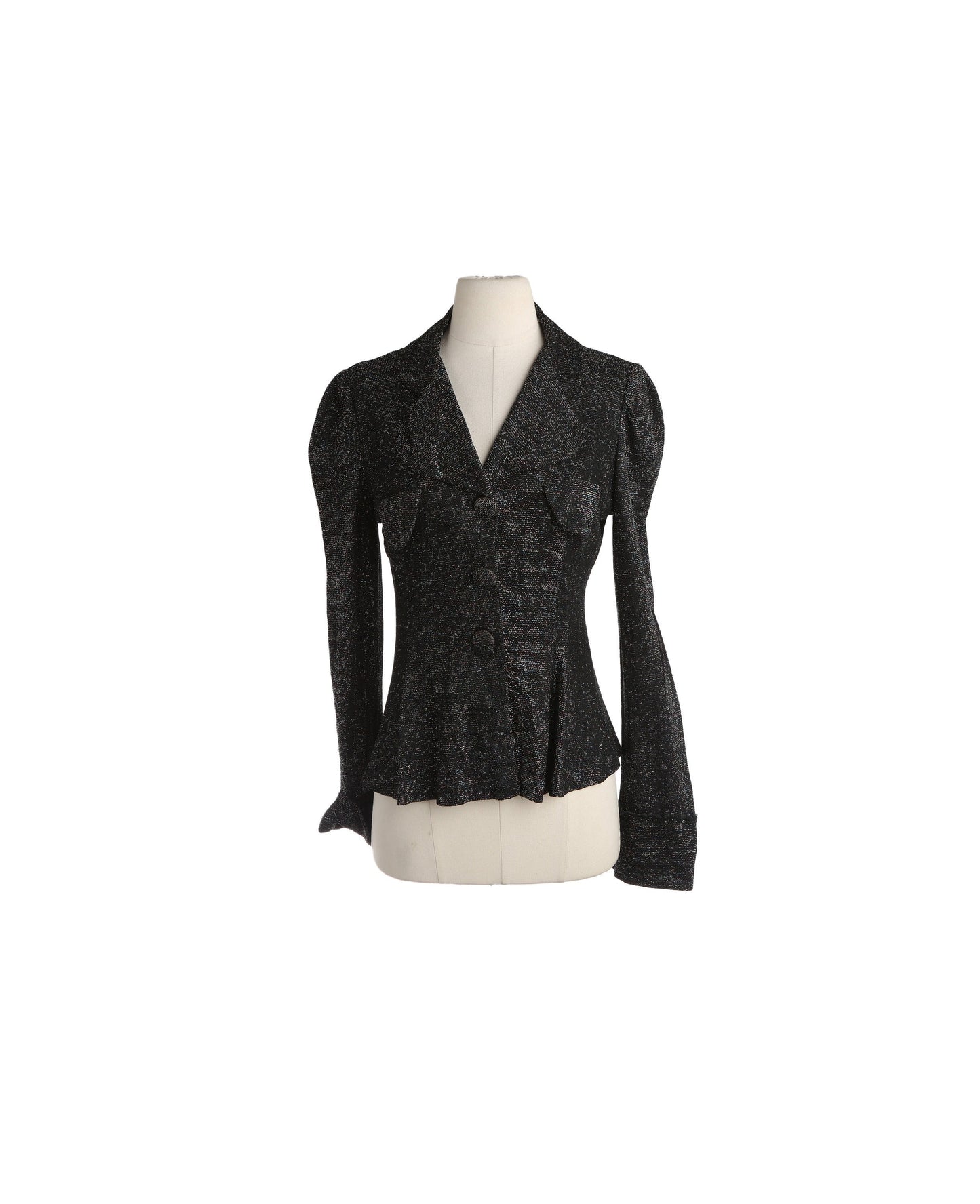 Vintage Men Black Metallic Polyester Blouse