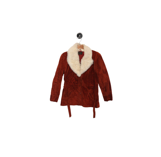Women Fur Collar Suede Jacket - Era 1960s - 1970s
