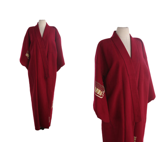 Vintage Red Kimono - Embroidered Robe