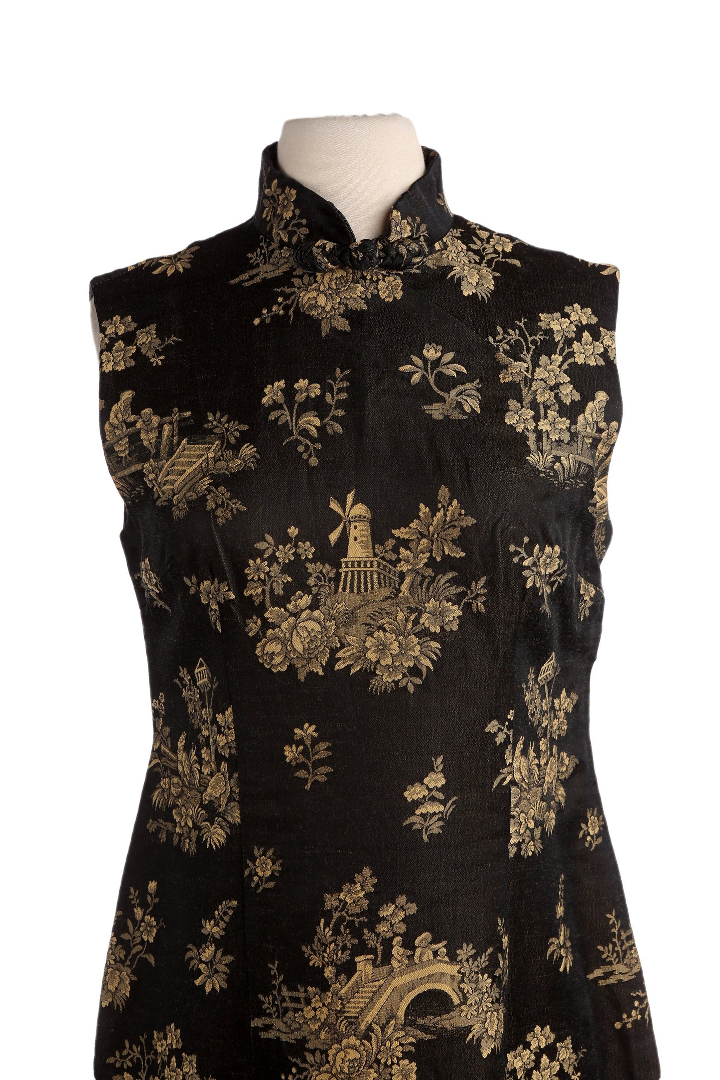 Vintage Women Black Cheongsam Dress by Haruko Fukawa