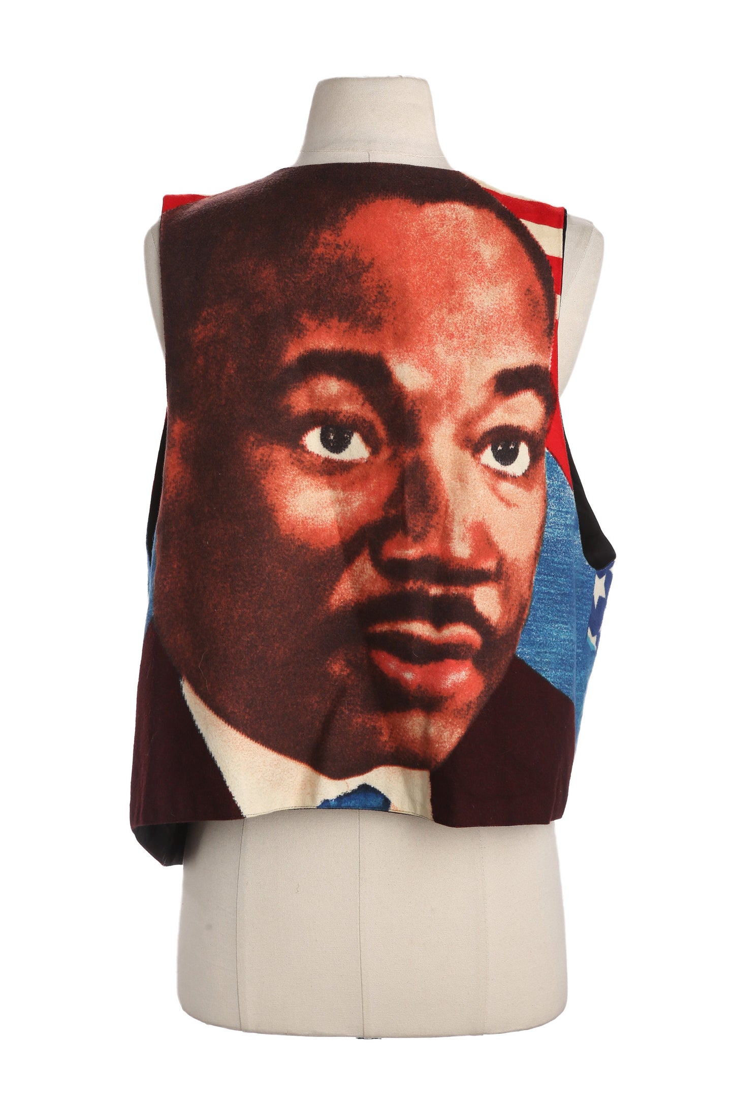 Vintage Costume Made Vest with Martin Luther King Jr. and US Flag Print