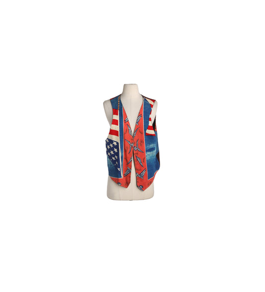 Vintage Costume Made Vest with Martin Luther King Jr. and US Flag Print