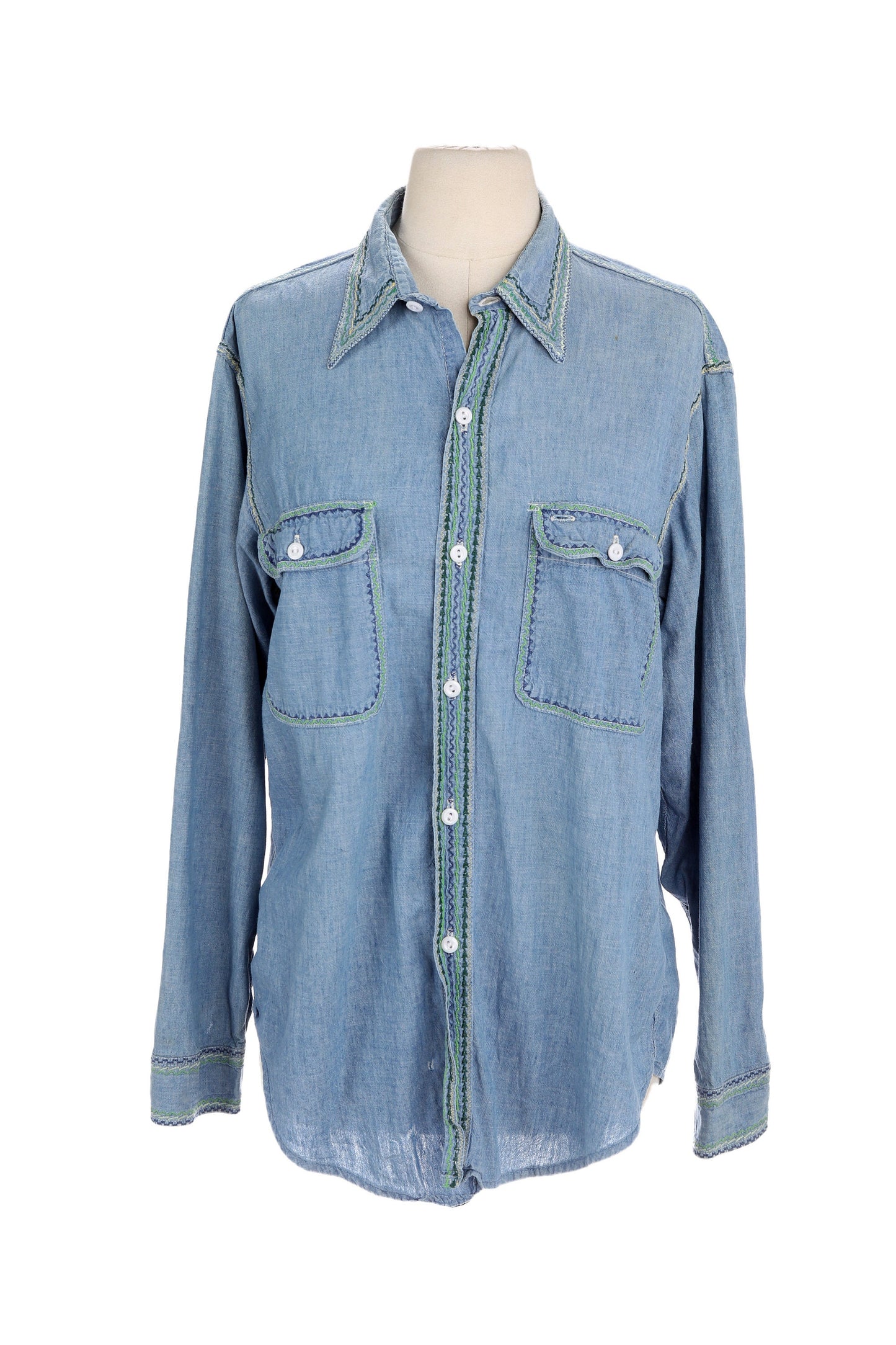Vintage Men's Big Mac Blue Button Up Shirt