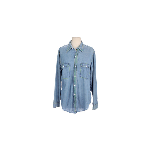 Vintage Men's Big Mac Blue Button Up Shirt