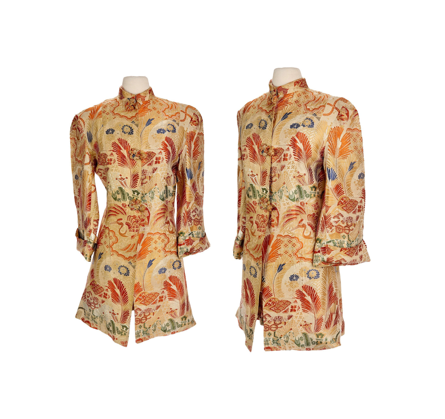 Vintage Brocade Beige Tunic Jacket