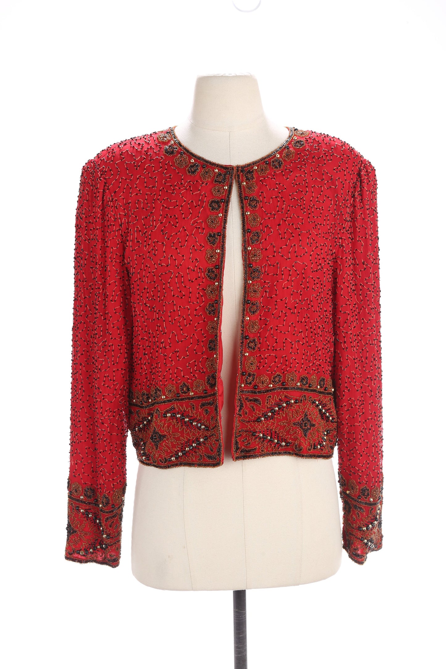 Vintage Women's Red Sequin Jacket by Laurence Kagar / Estimated Era 1980s - 1990s