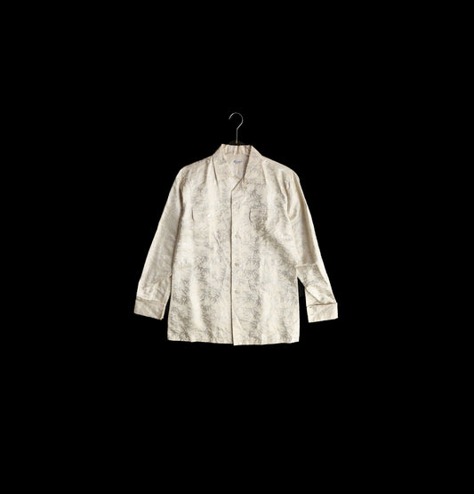 Vintage Costume Made Men's White Metallic Embroidered Shirt by Olympus Silk Store Japan