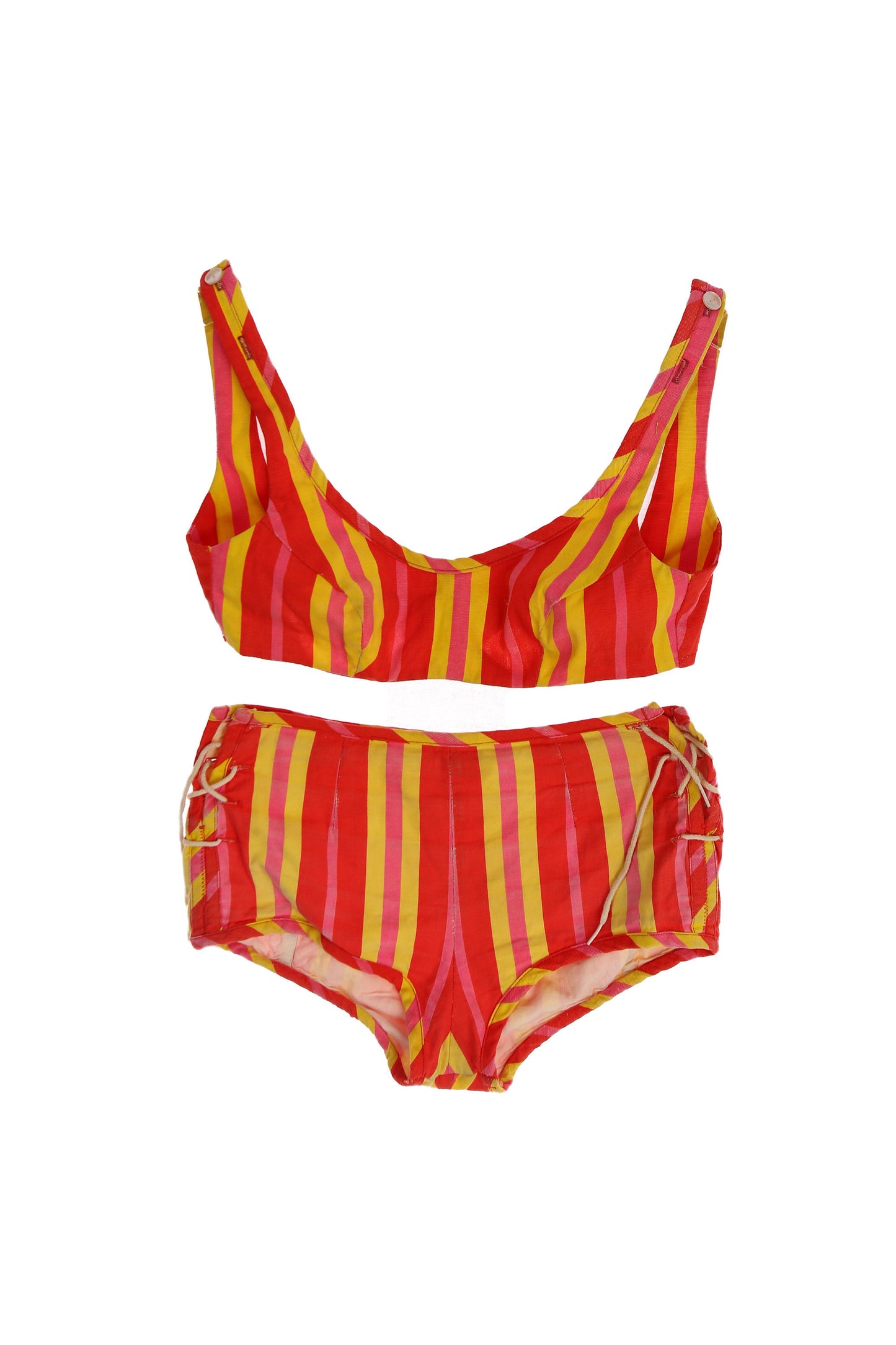 Vintage Women's Striped Swimsuit / Estimated Era 60s - 70s