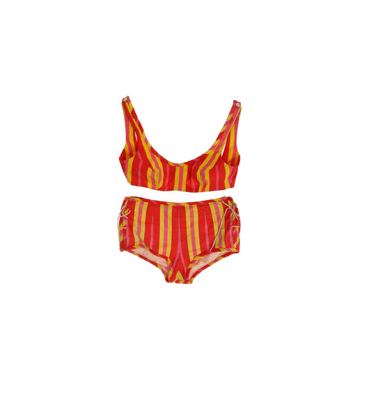 Vintage Women's Striped Swimsuit / Estimated Era 60s - 70s
