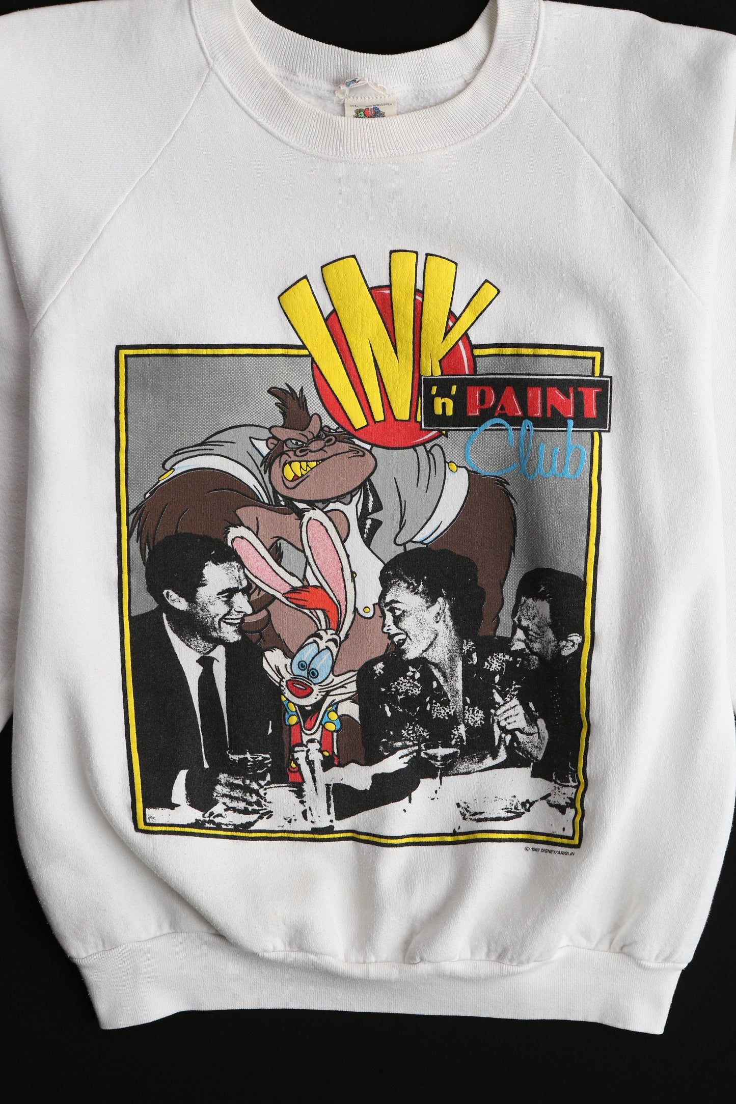 Vintage Cartoon White Graphic Sweatshirt / Ink N Paint Club Print