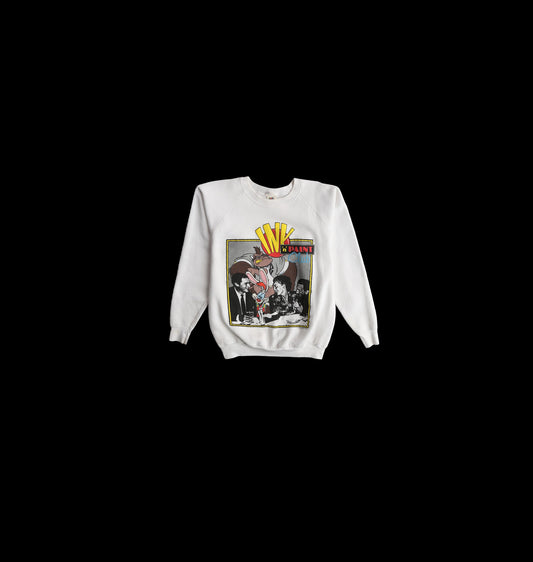 Vintage Cartoon White Graphic Sweatshirt / Ink N Paint Club Print