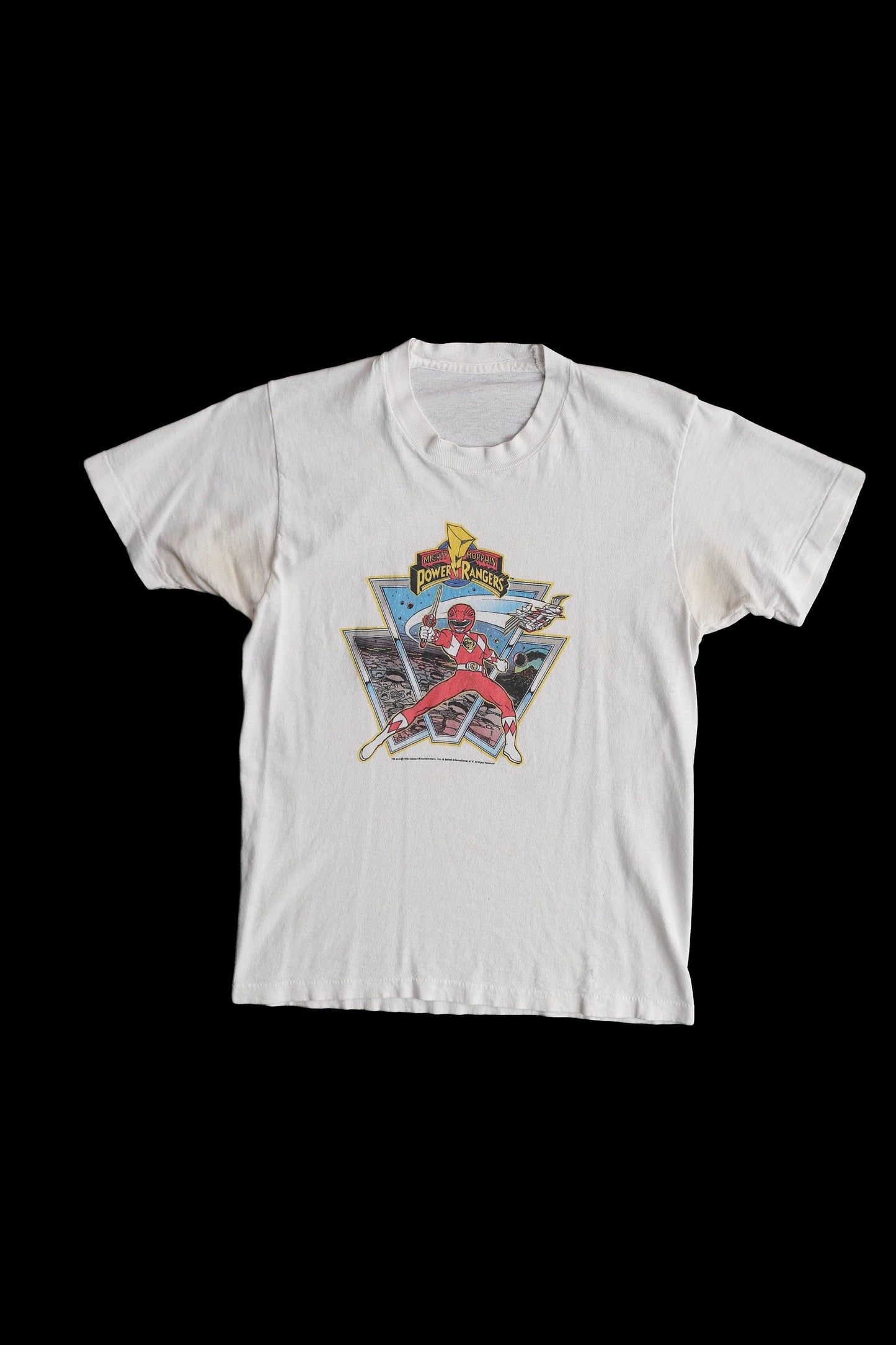Vintage Power Rangers White Graphic T-shirt