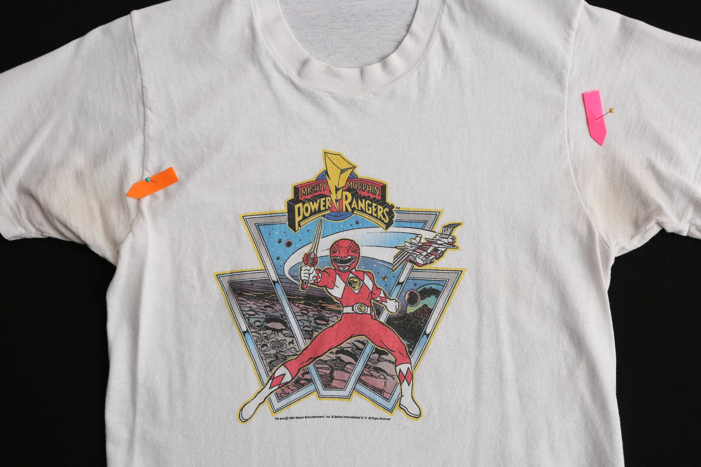 Vintage Power Rangers White Graphic T-shirt