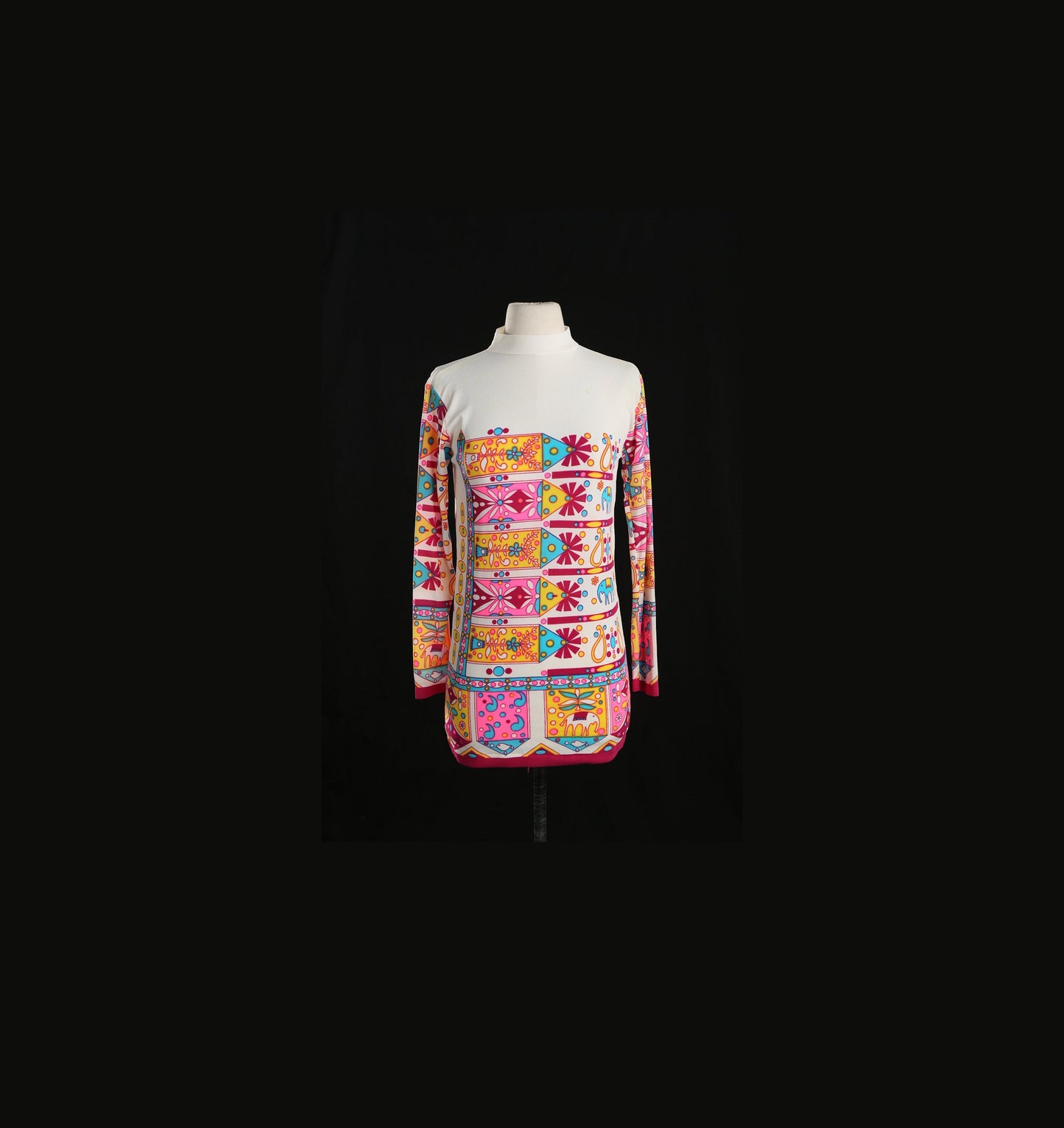 70s Women Multicolor Geometric Polyester Blouse/Dress
