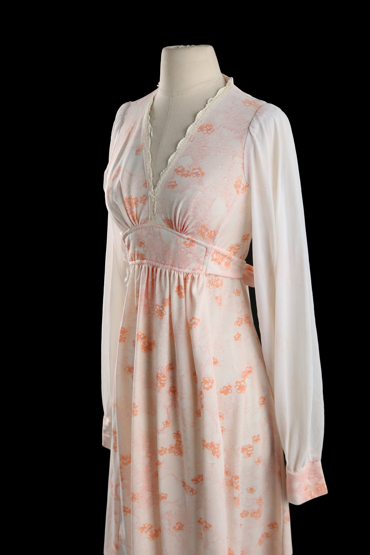 70s Women Floral Print Long Poly Casual Dress