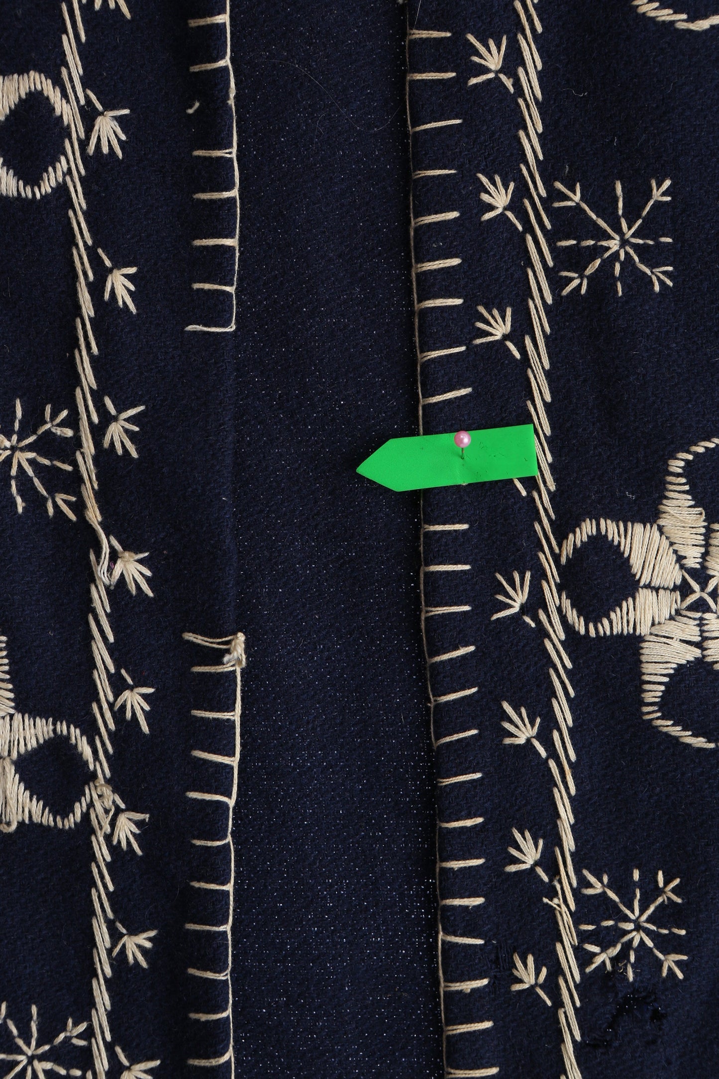 Vintage Embroidered Blue Hooded Open Robe