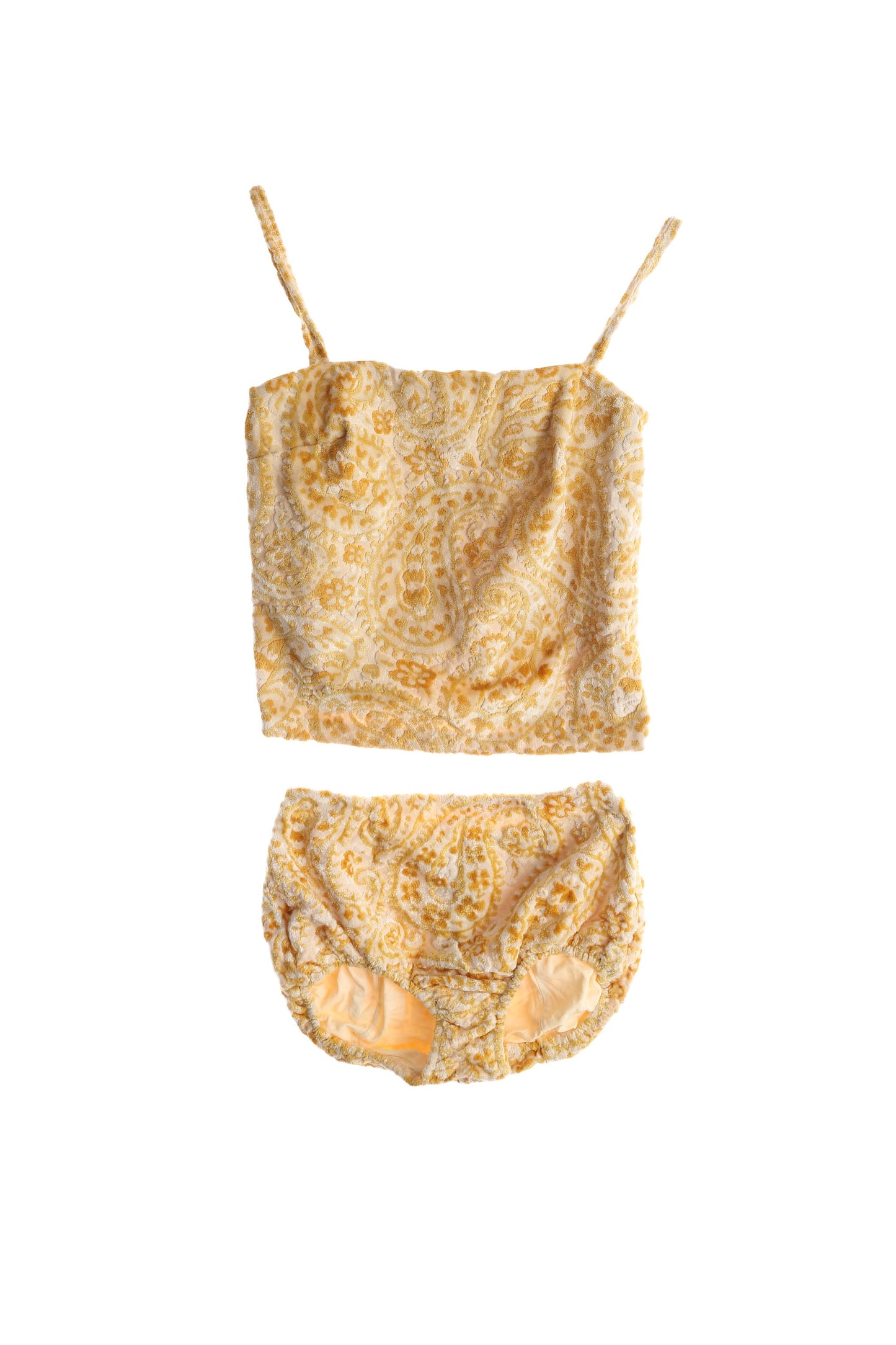 Vintage 2 Piece Beach Suit / Terrycloth with Paisley Pattern / Estimated Era 1960s - 1970s