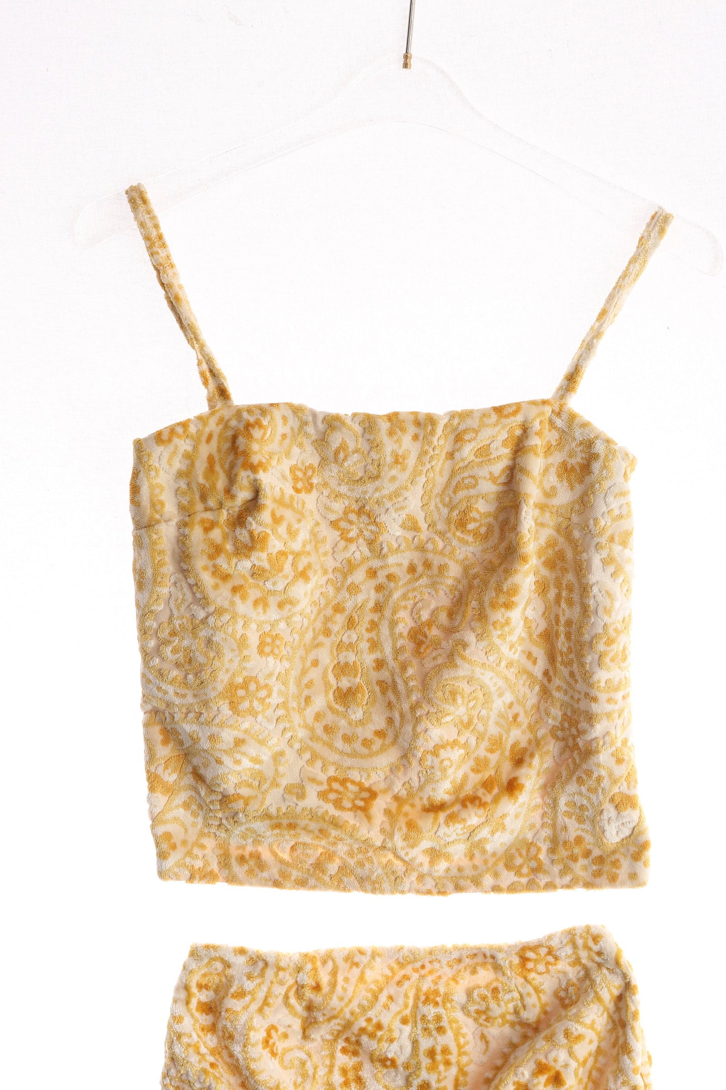 Vintage 2 Piece Beach Suit / Terrycloth with Paisley Pattern / Estimated Era 1960s - 1970s