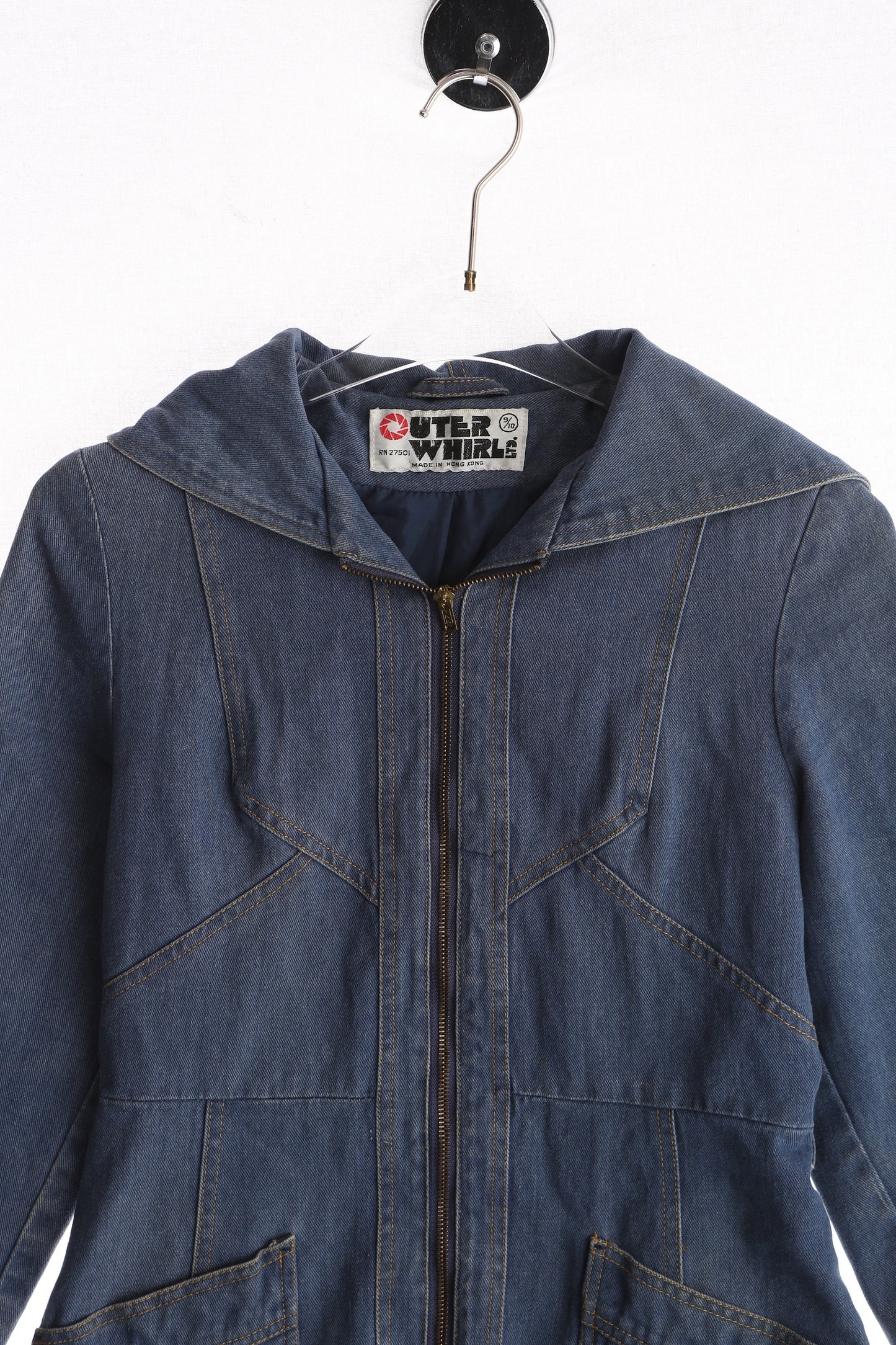 1970s Women Blue Hooded Denim Jacket