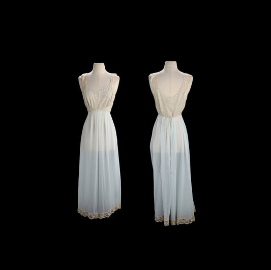 Vintage Women Blue Slip Nightgown Dress