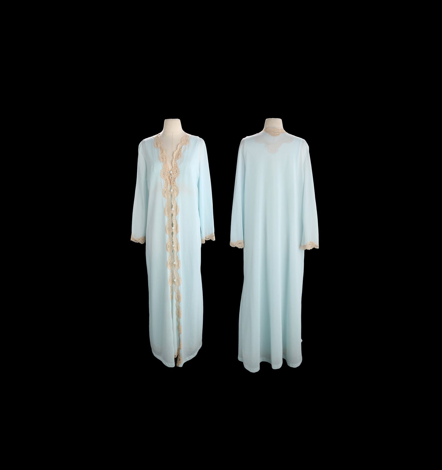 Vintage Nightgown Sleeping Blue Set / Dress and Robe