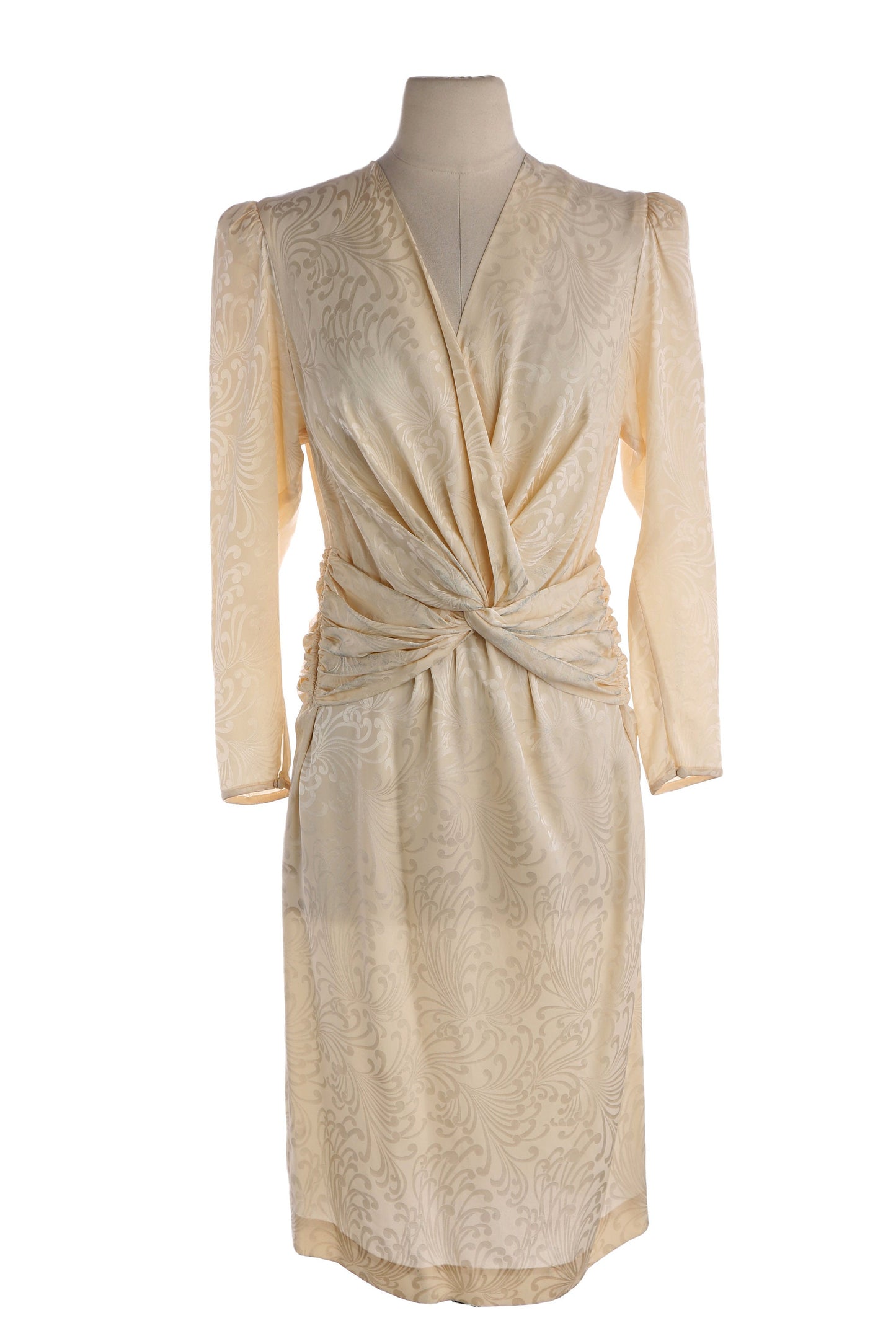 1980s Women Beige Silk Casual Evening Dress by Papell Petites