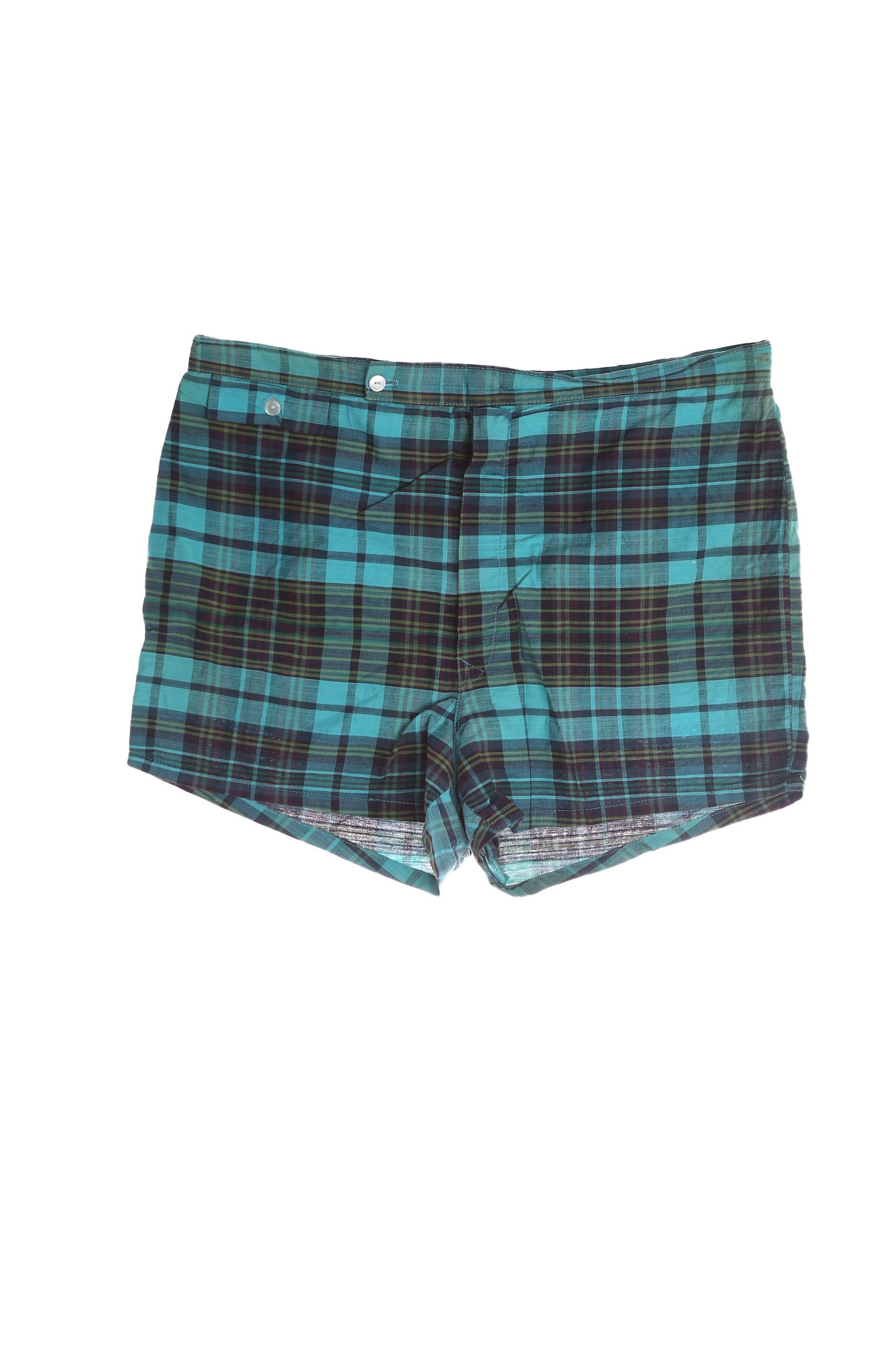 Vintage Men's Blue Plaid Mod Beach Trunk