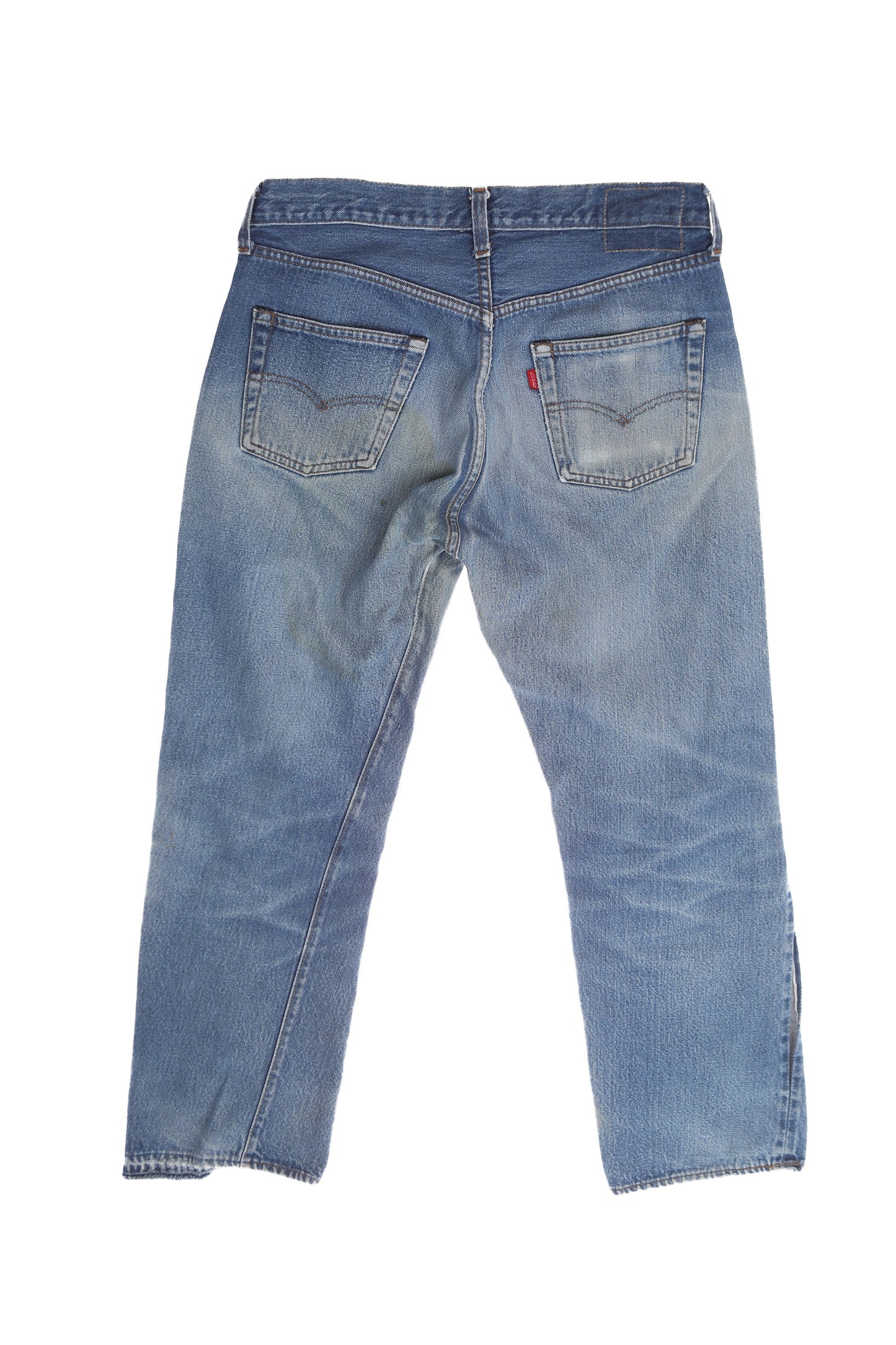 501 Levi's Jeans - Blue Medium Denim Wash - with Rose Patches - Distressed