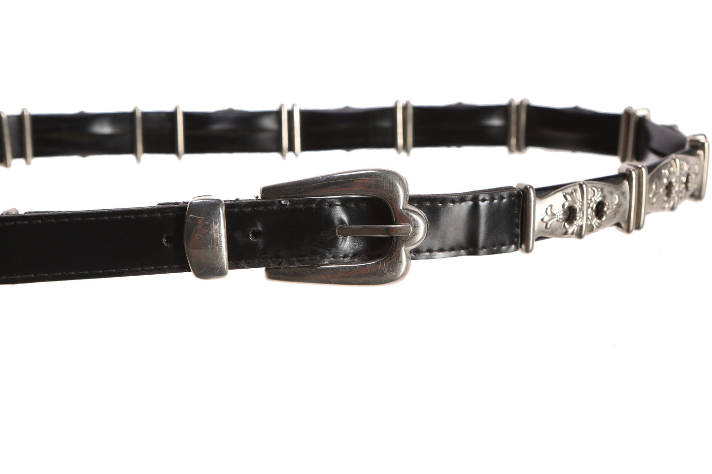 Vintage Women's Black Belt with Steel Studd Details