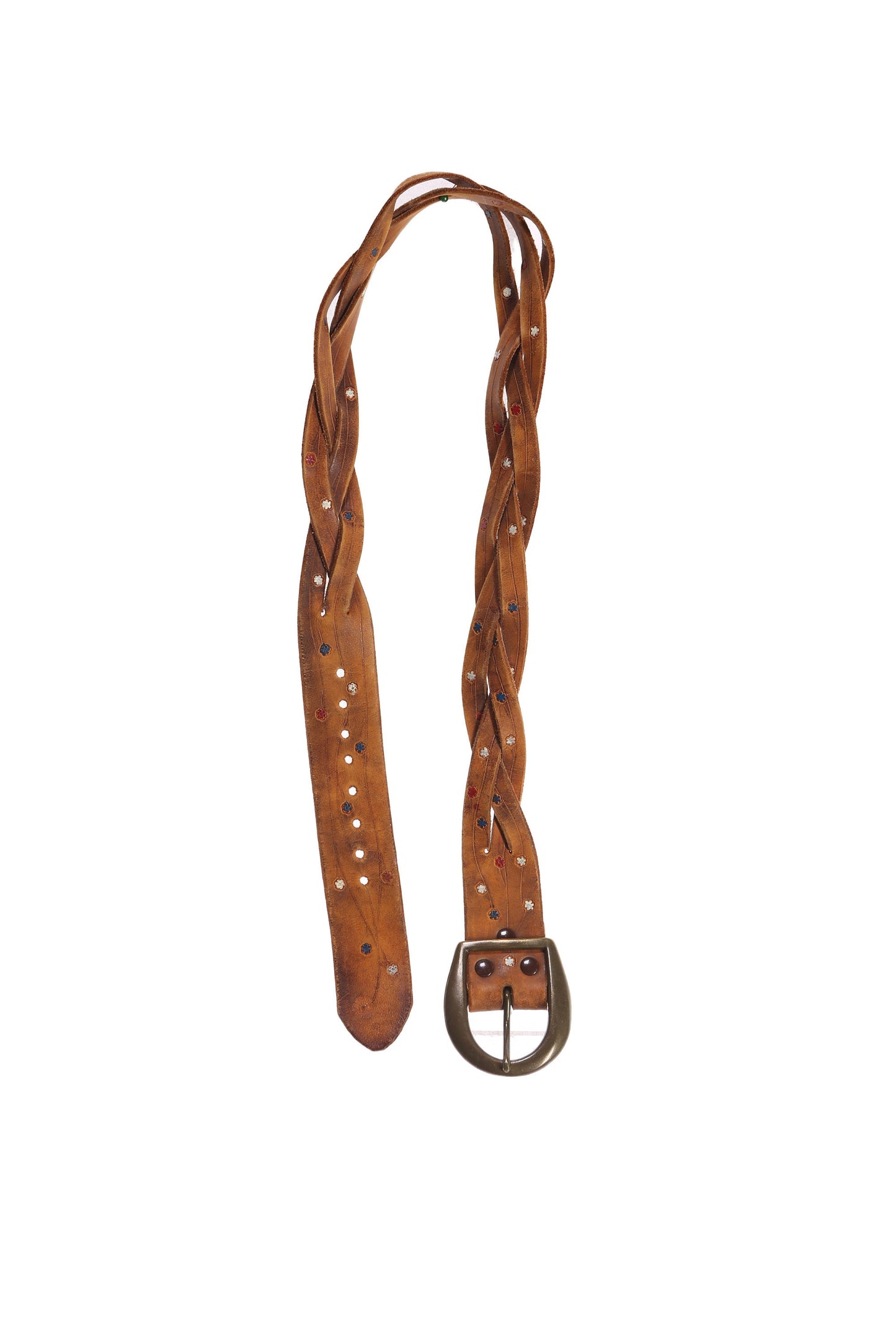 Vintage Floral Engraved Tooled Leather Belt