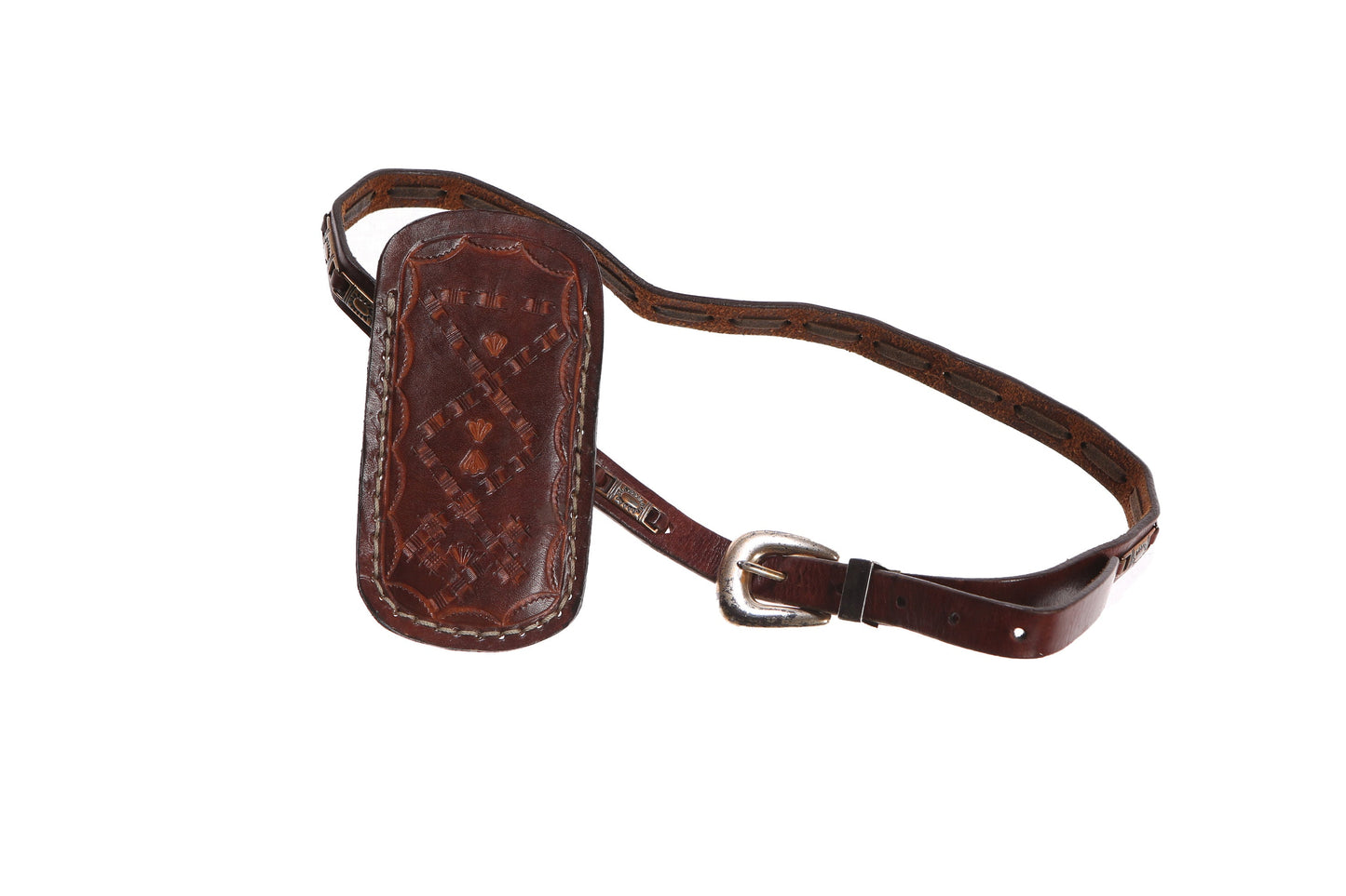 Vintage Tooled Leather Case with Belt Strap