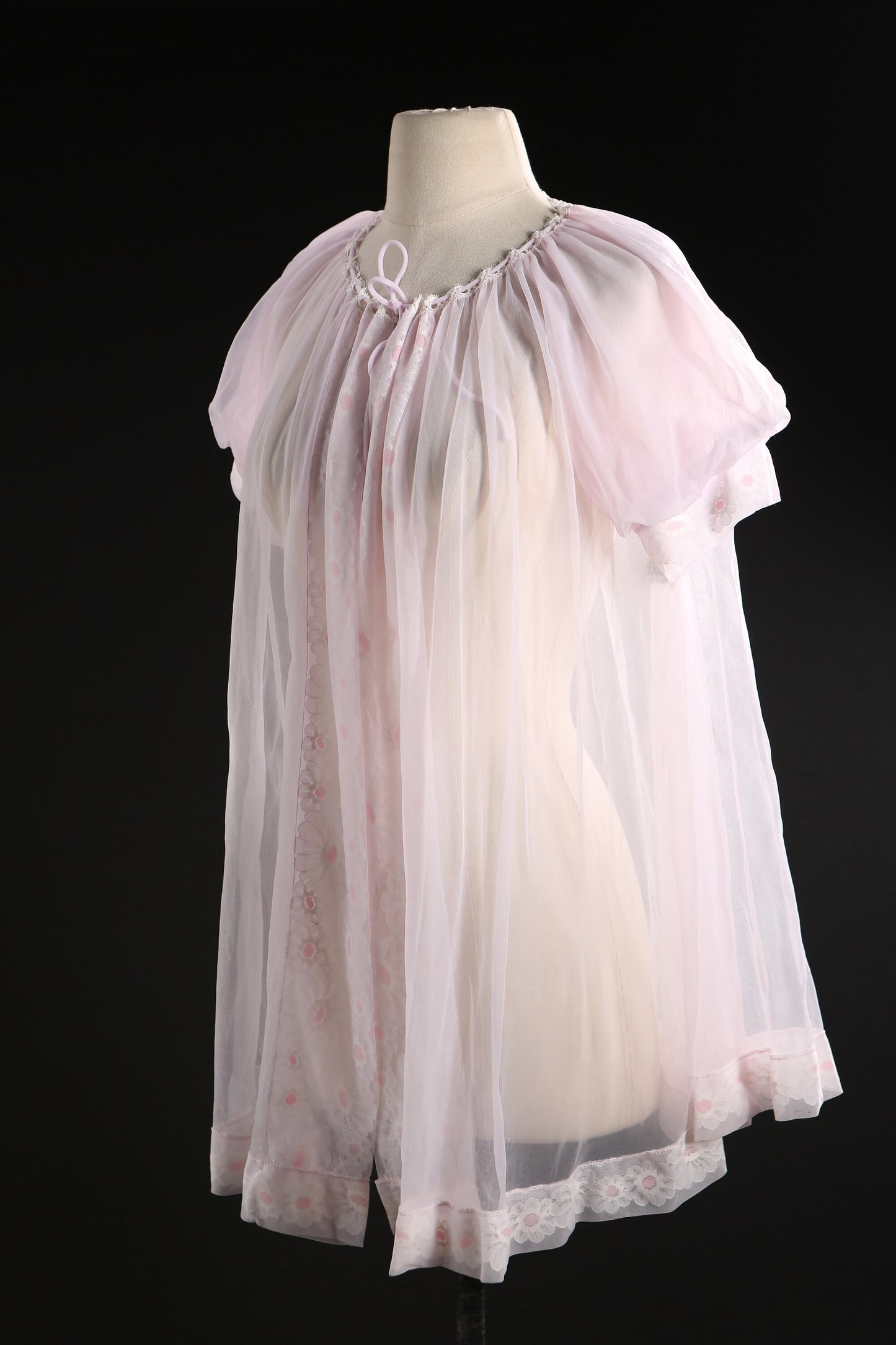 Vintage Women Pink Nightgown Blouson Top